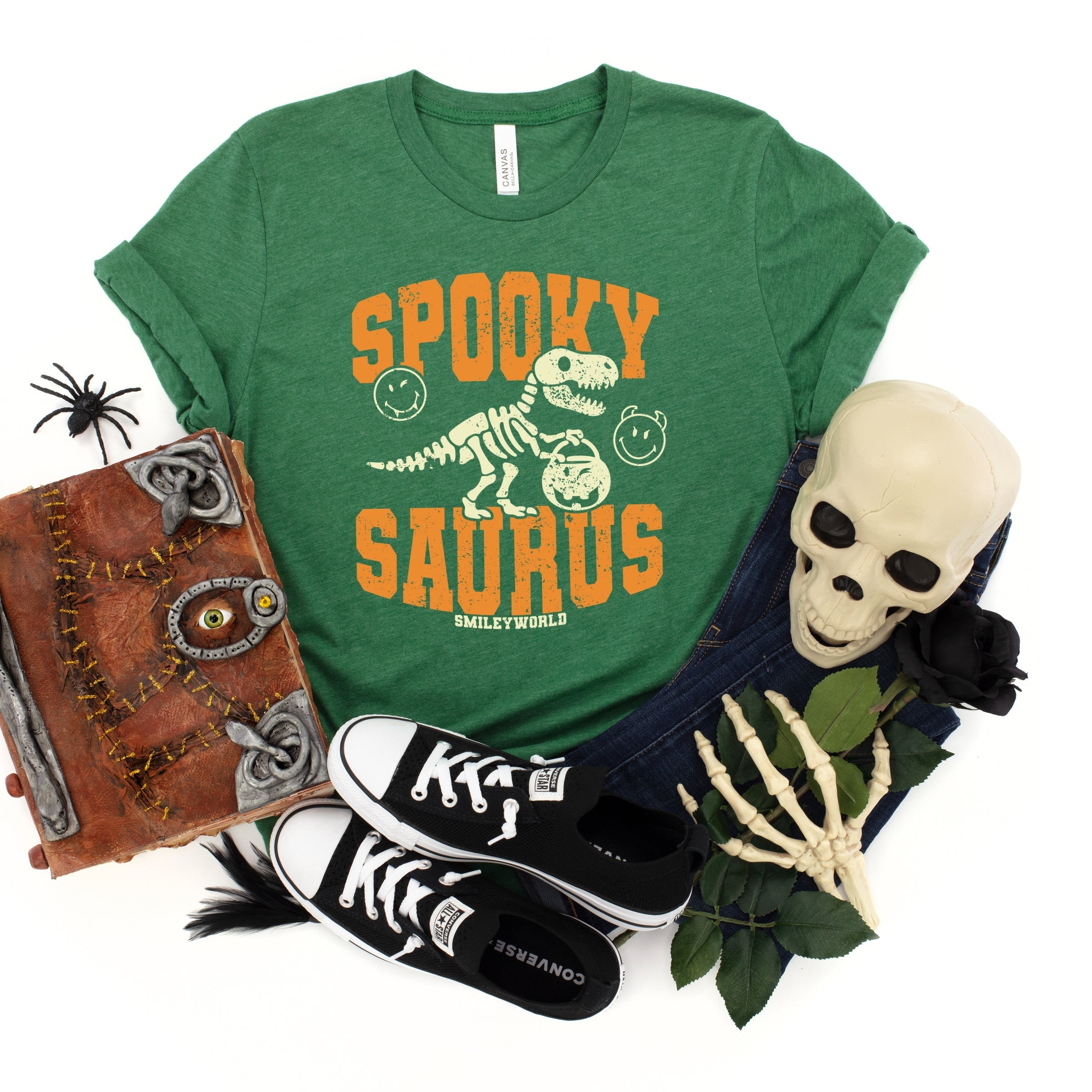 SmileyWorld Spooky Saurus - Youth Short Sleeve Graphic T-Shirt and Toddler Short Sleeve Graphic T-Shirt