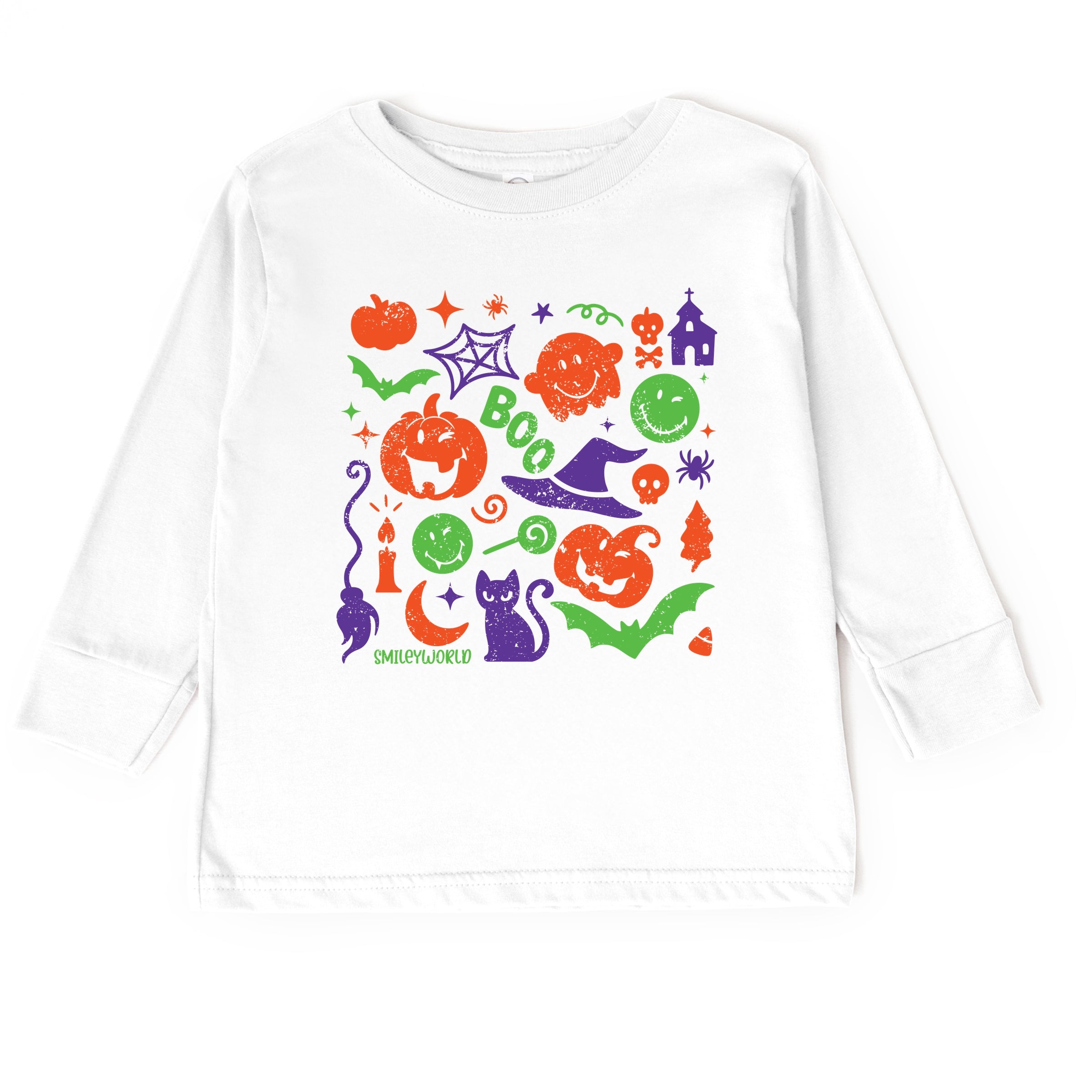 SmileyWorld Halloween Silhouette - Toddler Long Sleeve Graphic Tee and Youth Long Sleeve Graphic T-Shirt