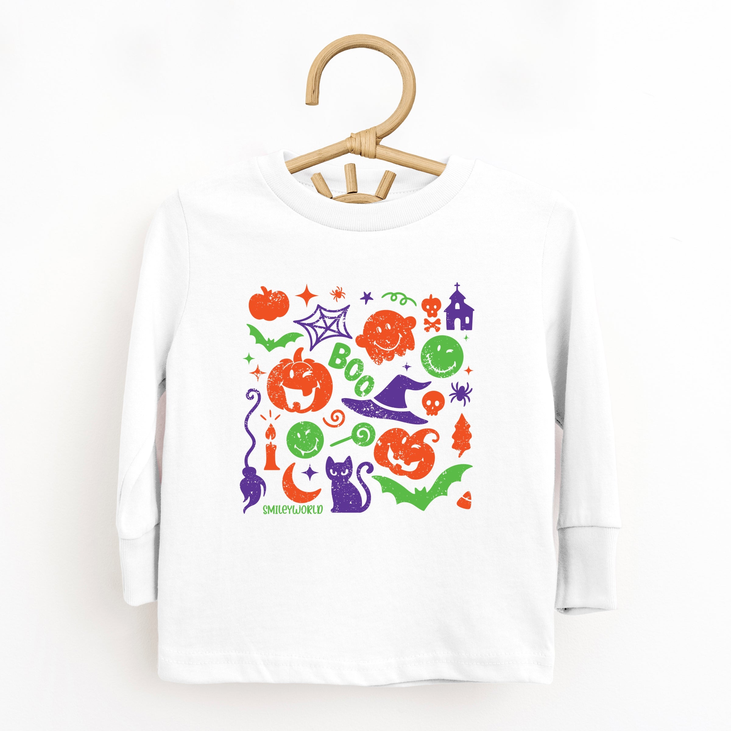 SmileyWorld Halloween Silhouette - Toddler Long Sleeve Graphic Tee and Youth Long Sleeve Graphic T-Shirt