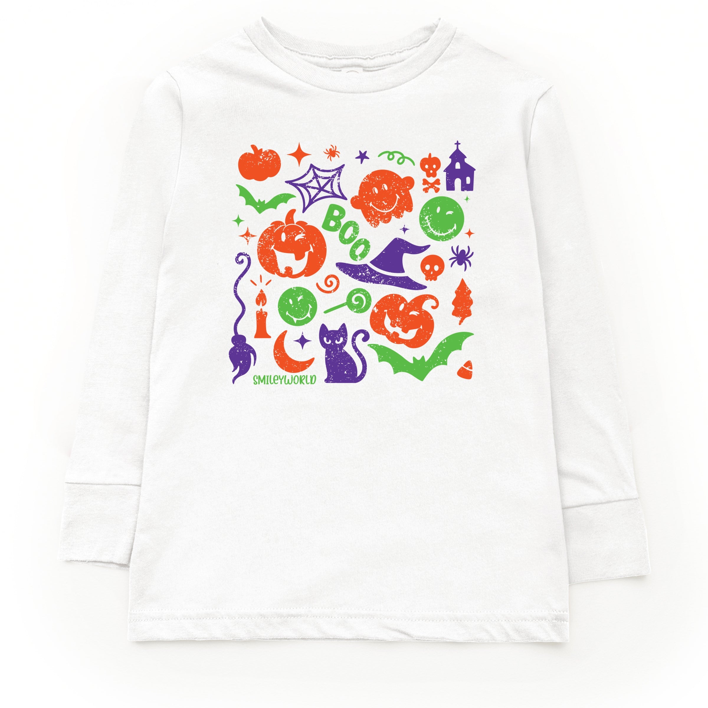 SmileyWorld Halloween Silhouette - Toddler Long Sleeve Graphic Tee and Youth Long Sleeve Graphic T-Shirt