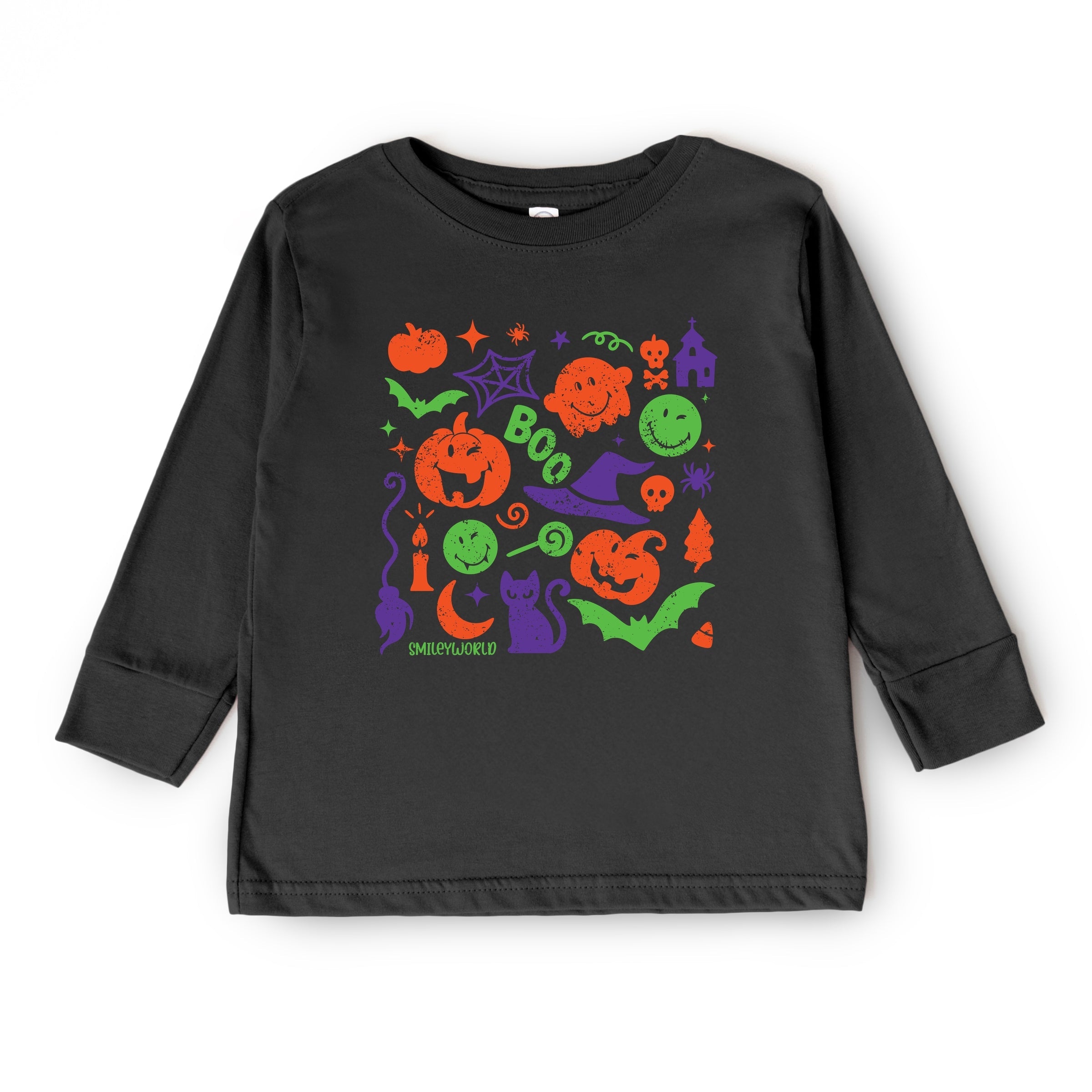 SmileyWorld Halloween Silhouette - Toddler Long Sleeve Graphic Tee and Youth Long Sleeve Graphic T-Shirt