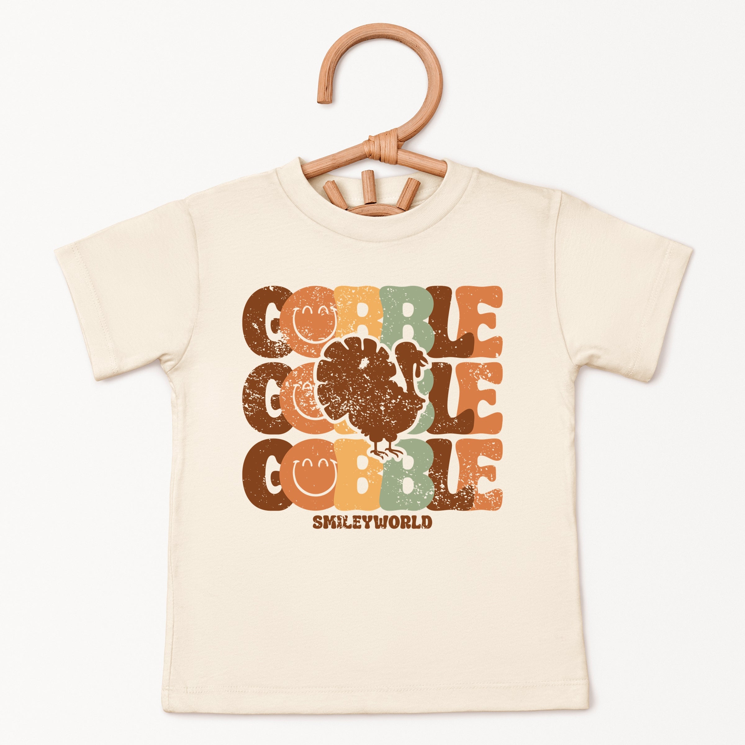 SmileyWorld Gobble Turkey Distressed - Youth Short Sleeve Graphic T-Shirt and Toddler Short Sleeve Graphic T-Shirt