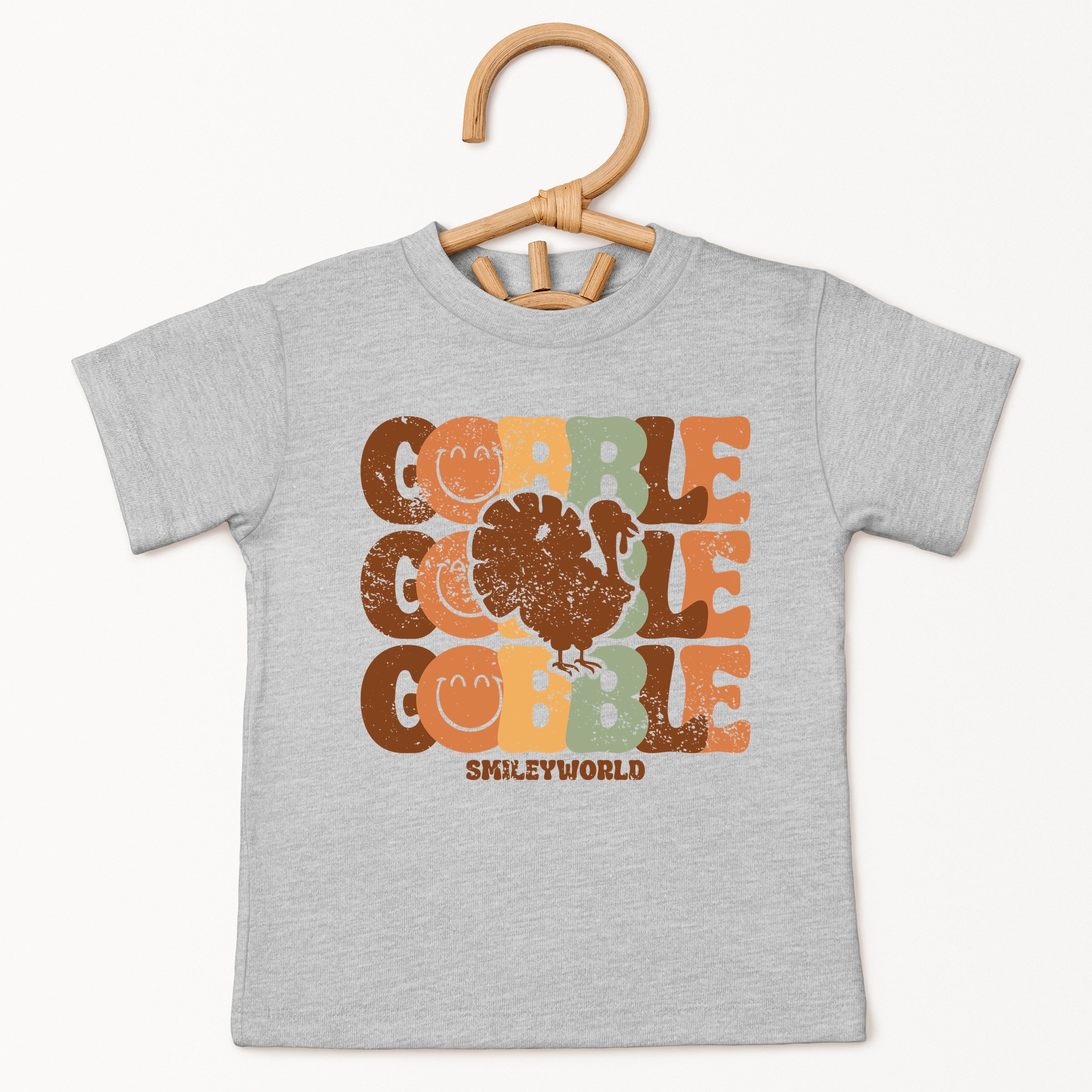 SmileyWorld Gobble Turkey Distressed - Youth Short Sleeve Graphic T-Shirt and Toddler Short Sleeve Graphic T-Shirt