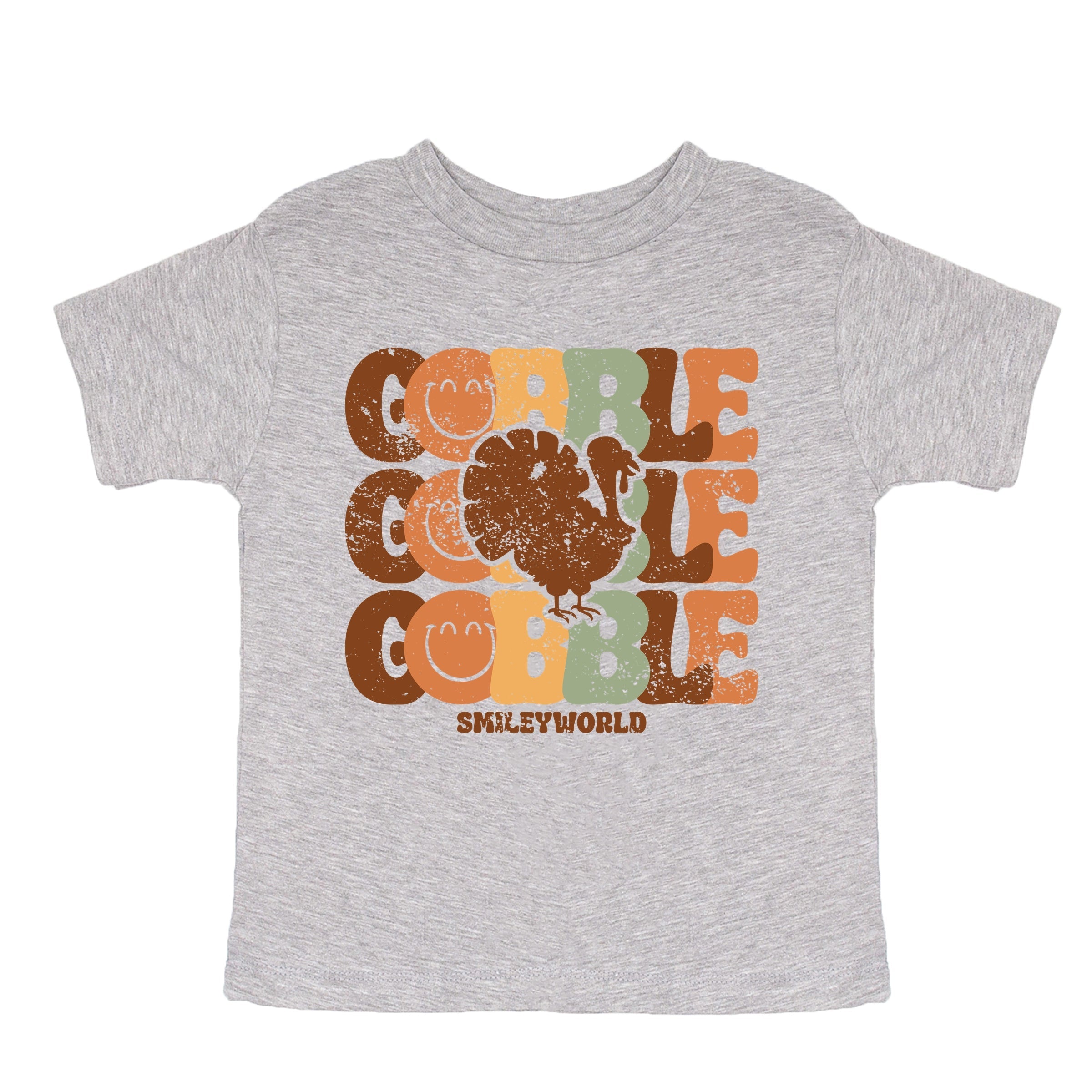 SmileyWorld Gobble Turkey Distressed - Youth Short Sleeve Graphic T-Shirt and Toddler Short Sleeve Graphic T-Shirt