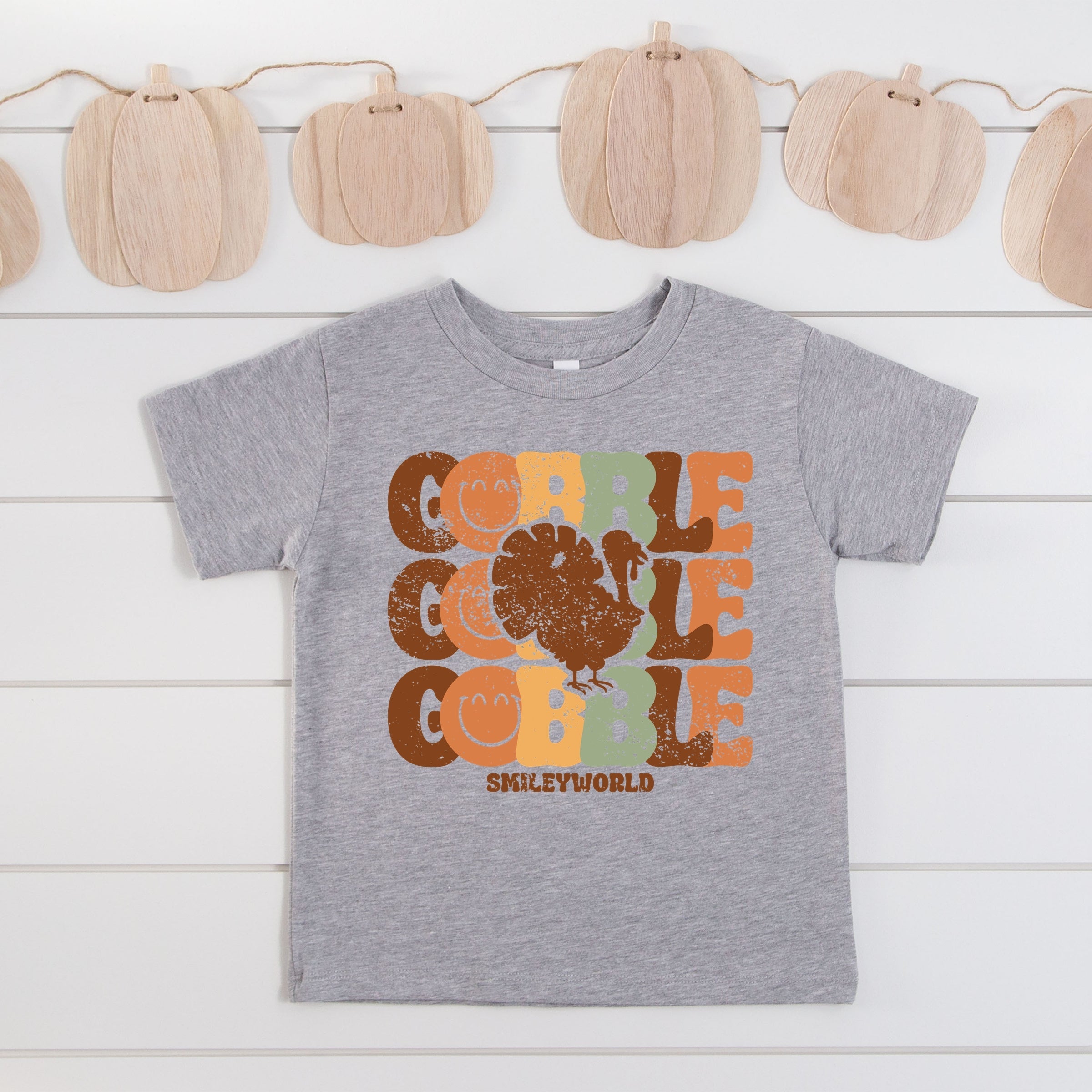 SmileyWorld Gobble Turkey Distressed - Youth Short Sleeve Graphic T-Shirt and Toddler Short Sleeve Graphic T-Shirt