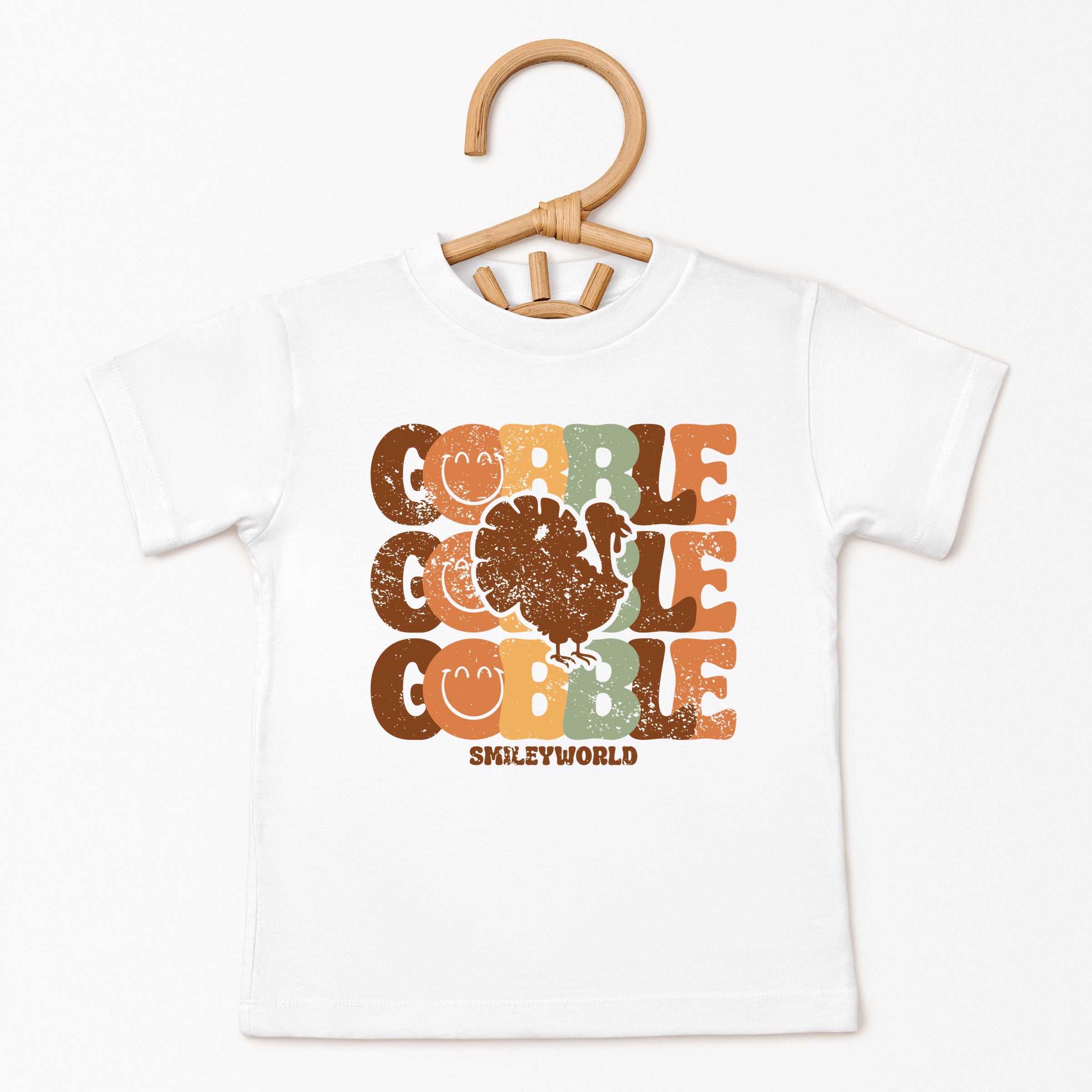 SmileyWorld Gobble Turkey Distressed - Youth Short Sleeve Graphic T-Shirt and Toddler Short Sleeve Graphic T-Shirt