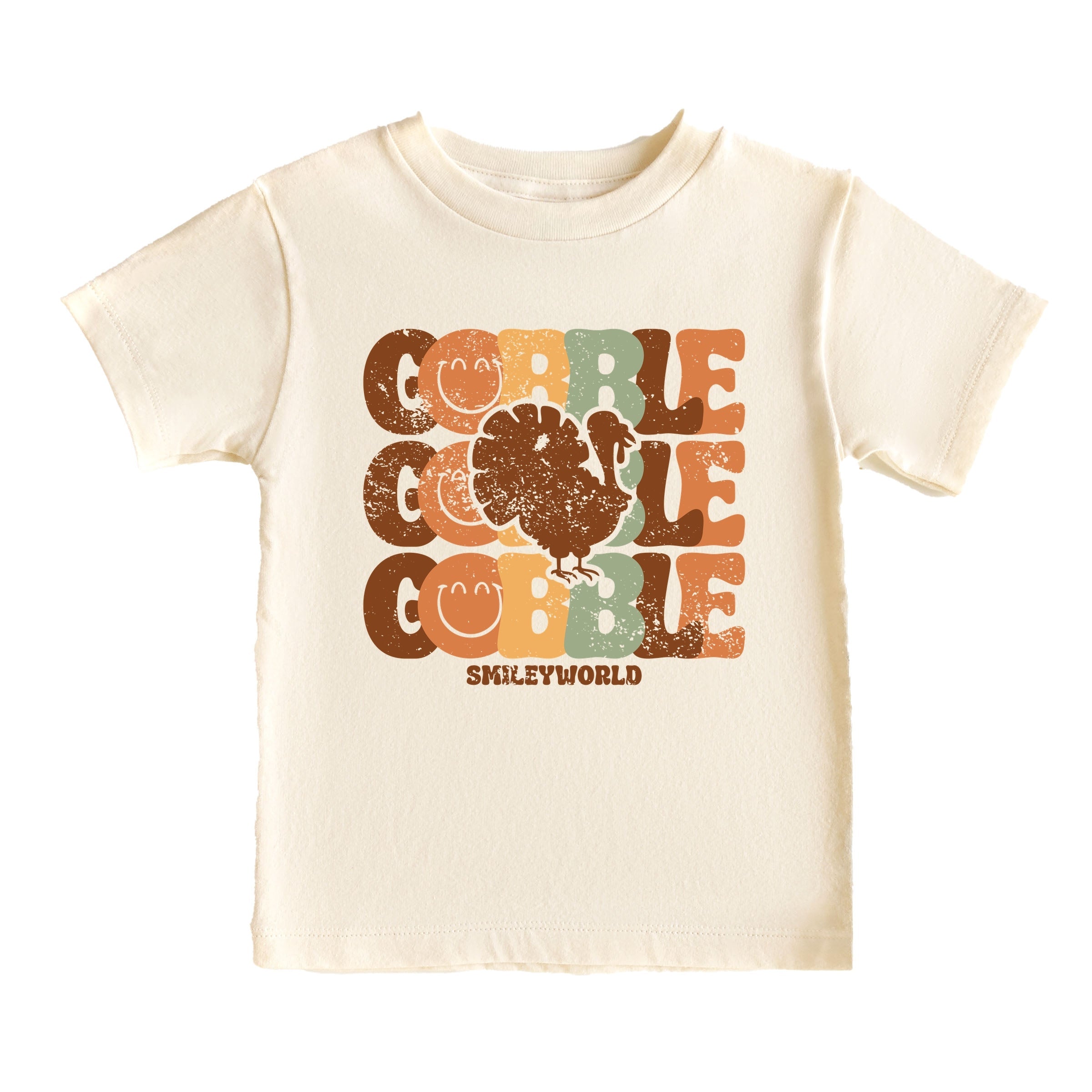 SmileyWorld Gobble Turkey Distressed - Youth Short Sleeve Graphic T-Shirt and Toddler Short Sleeve Graphic T-Shirt