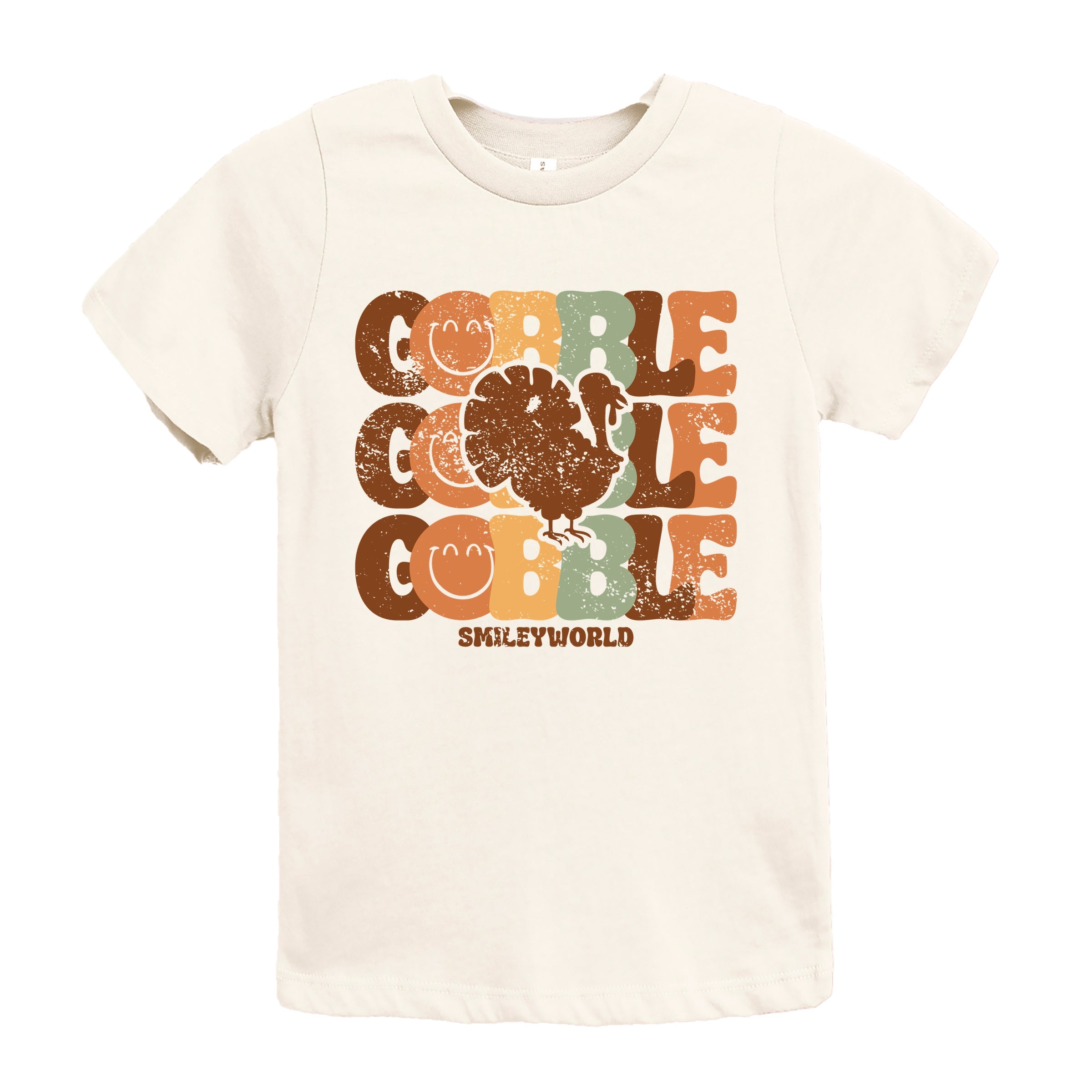 SmileyWorld Gobble Turkey Distressed - Youth Short Sleeve Graphic T-Shirt and Toddler Short Sleeve Graphic T-Shirt