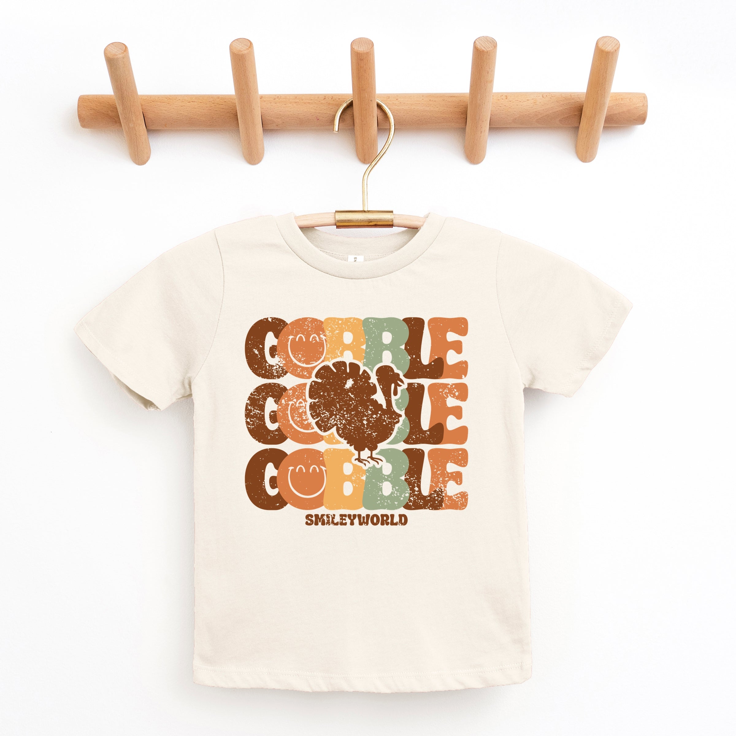 SmileyWorld Gobble Turkey Distressed - Youth Short Sleeve Graphic T-Shirt and Toddler Short Sleeve Graphic T-Shirt