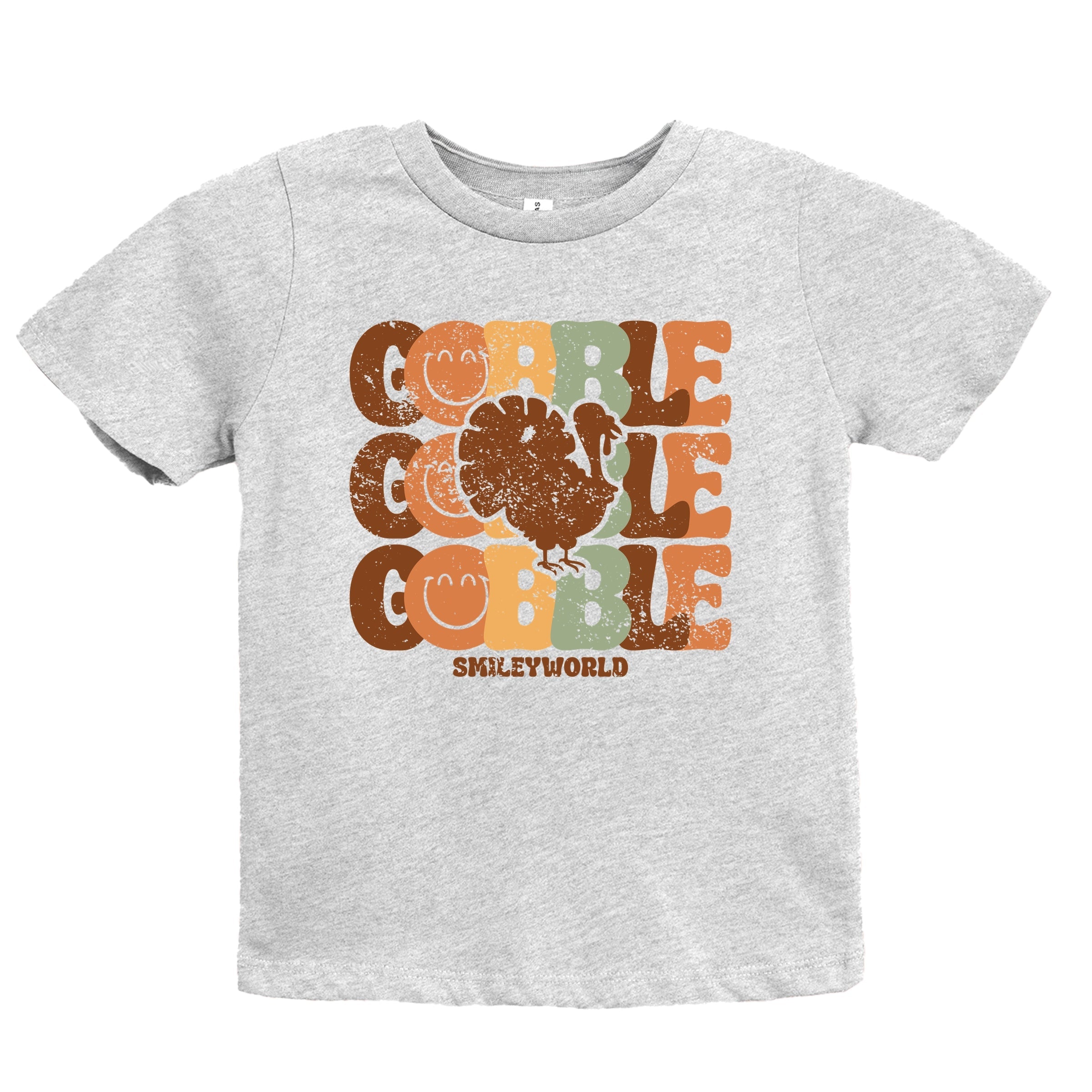 SmileyWorld Gobble Turkey Distressed - Youth Short Sleeve Graphic T-Shirt and Toddler Short Sleeve Graphic T-Shirt