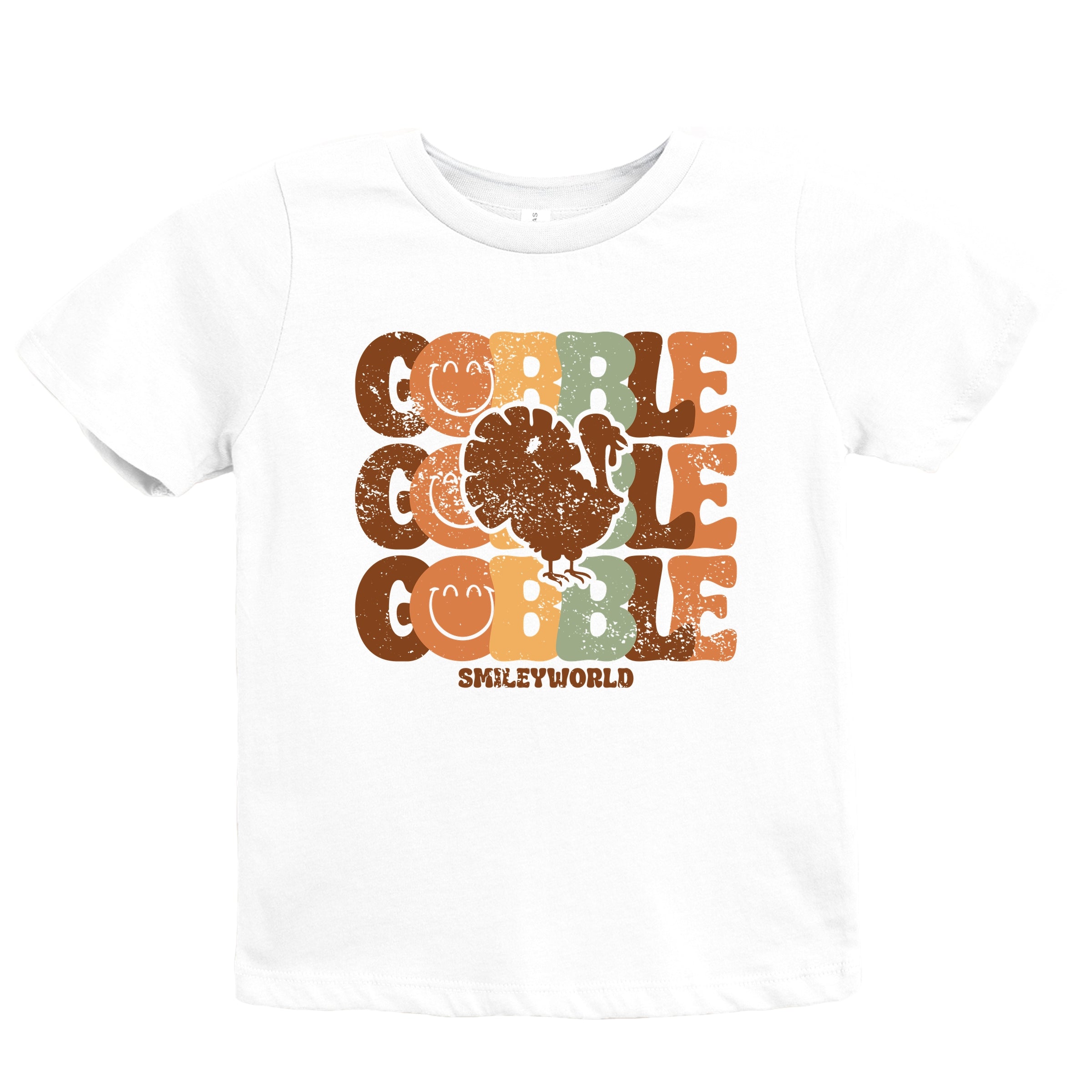 SmileyWorld Gobble Turkey Distressed - Youth Short Sleeve Graphic T-Shirt and Toddler Short Sleeve Graphic T-Shirt