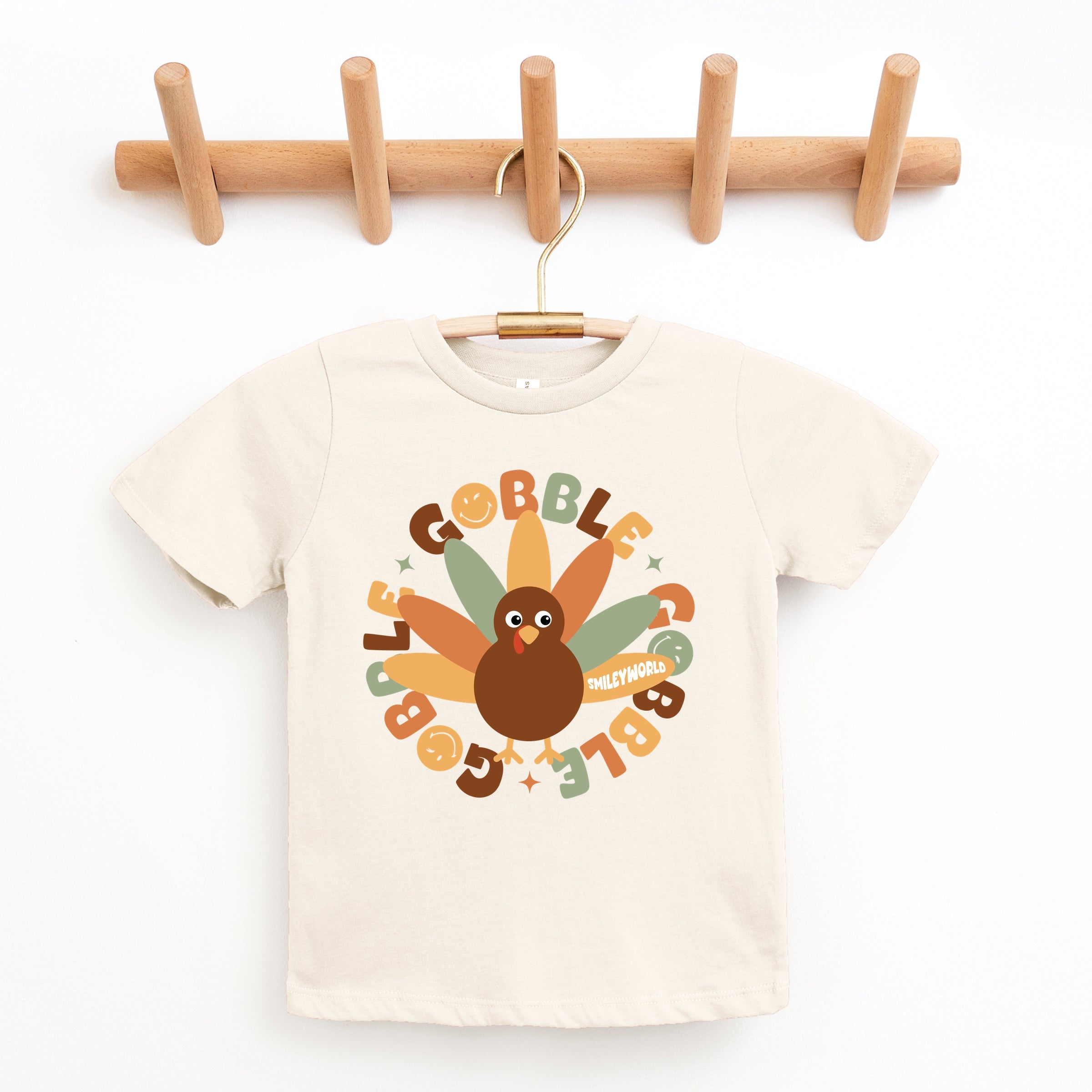 SmileyWorld Gobble Gobble Circle - Youth Short Sleeve Graphic T-Shirt and Toddler Short Sleeve Graphic T-Shirt