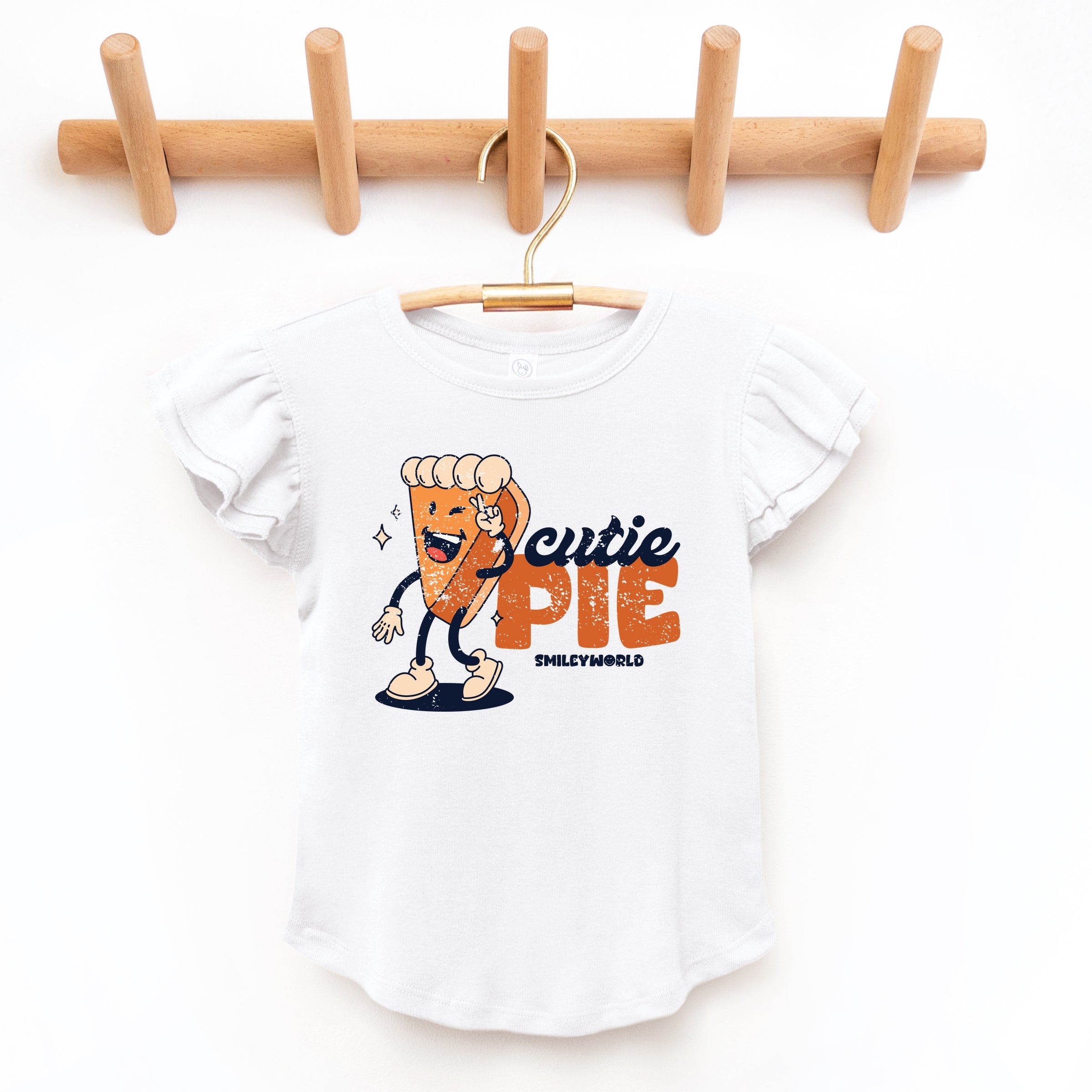 SmileyWorld Cutie Pie Pumpkin Pie - Flutter Sleeve Graphic T-Shirt