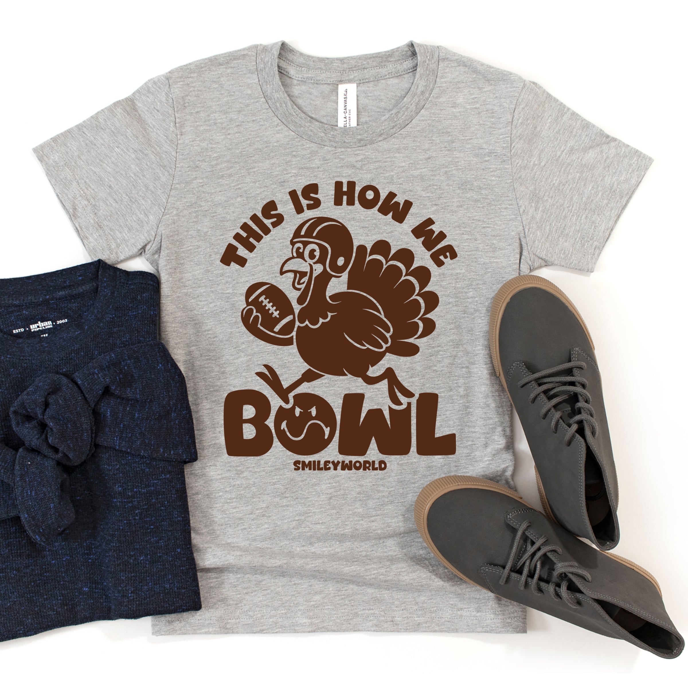 SmileyWorld This Is How We Bowl Turkey - Youth Short Sleeve Graphic T-Shirt and Toddler Short Sleeve Graphic T-Shirt
