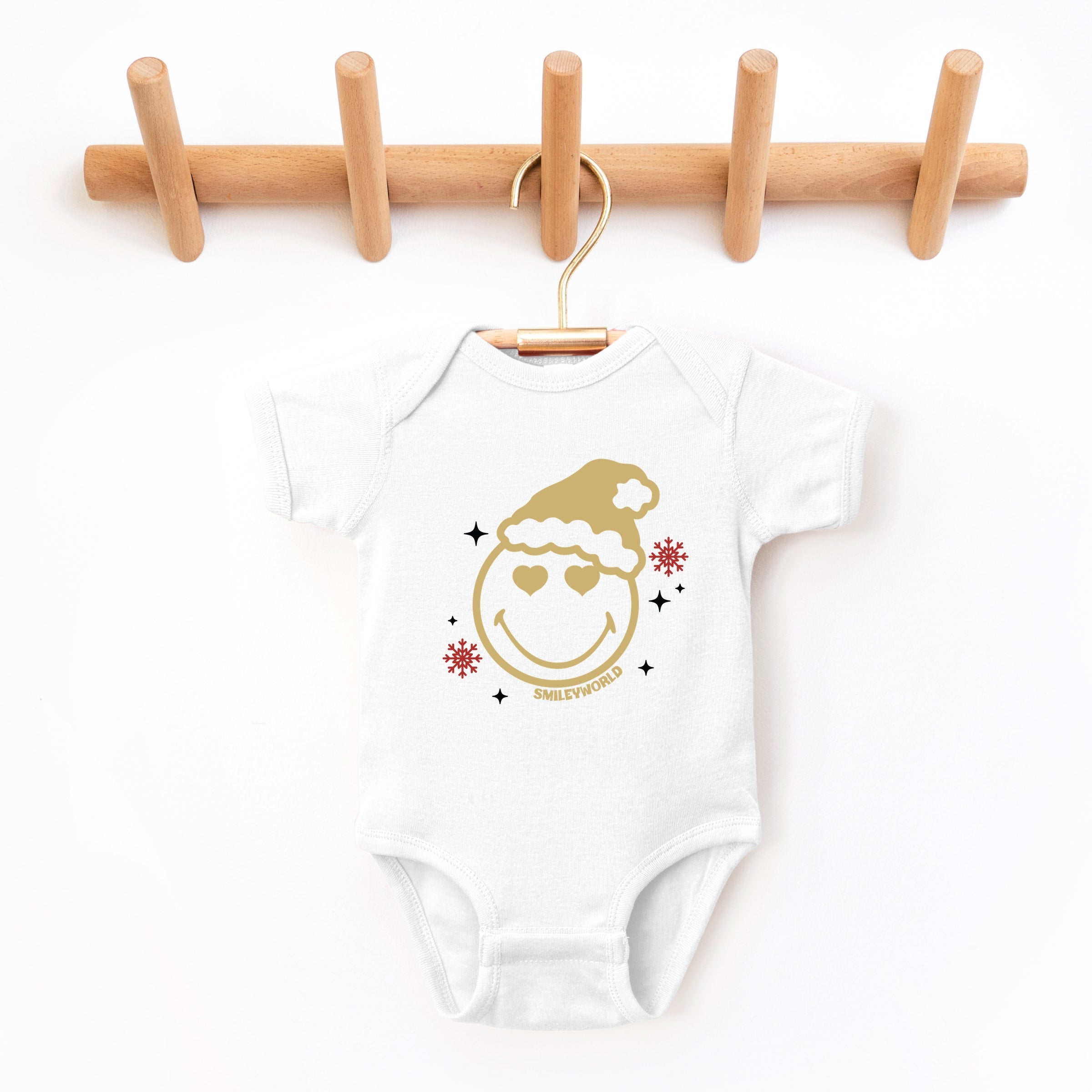 SmileyWorld Christmas Heart Eyes - Baby Short Sleeve Graphic Bodysuit