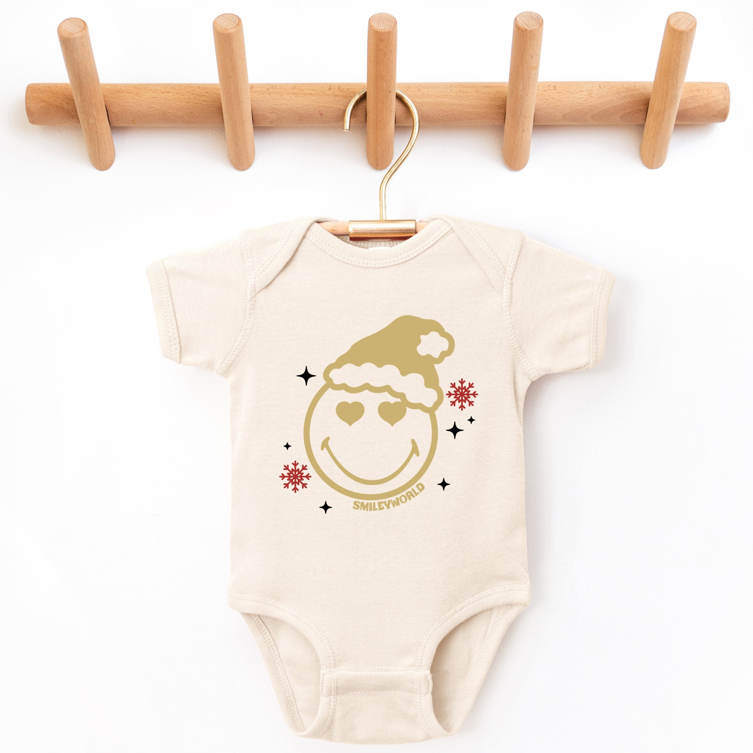 SmileyWorld Christmas Heart Eyes - Baby Short Sleeve Graphic Bodysuit