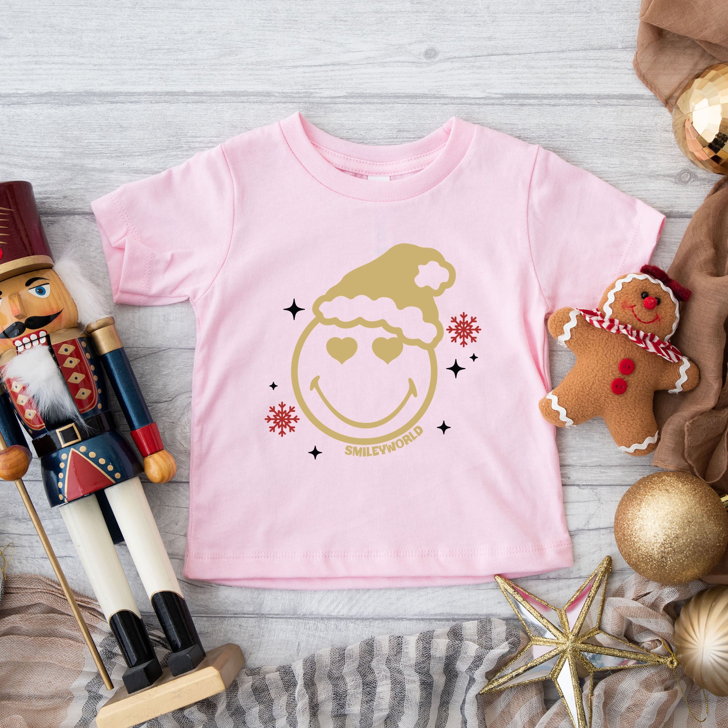 SmileyWorld Christmas Heart Eyes - Toddler Short Sleeve Graphic T-Shirt