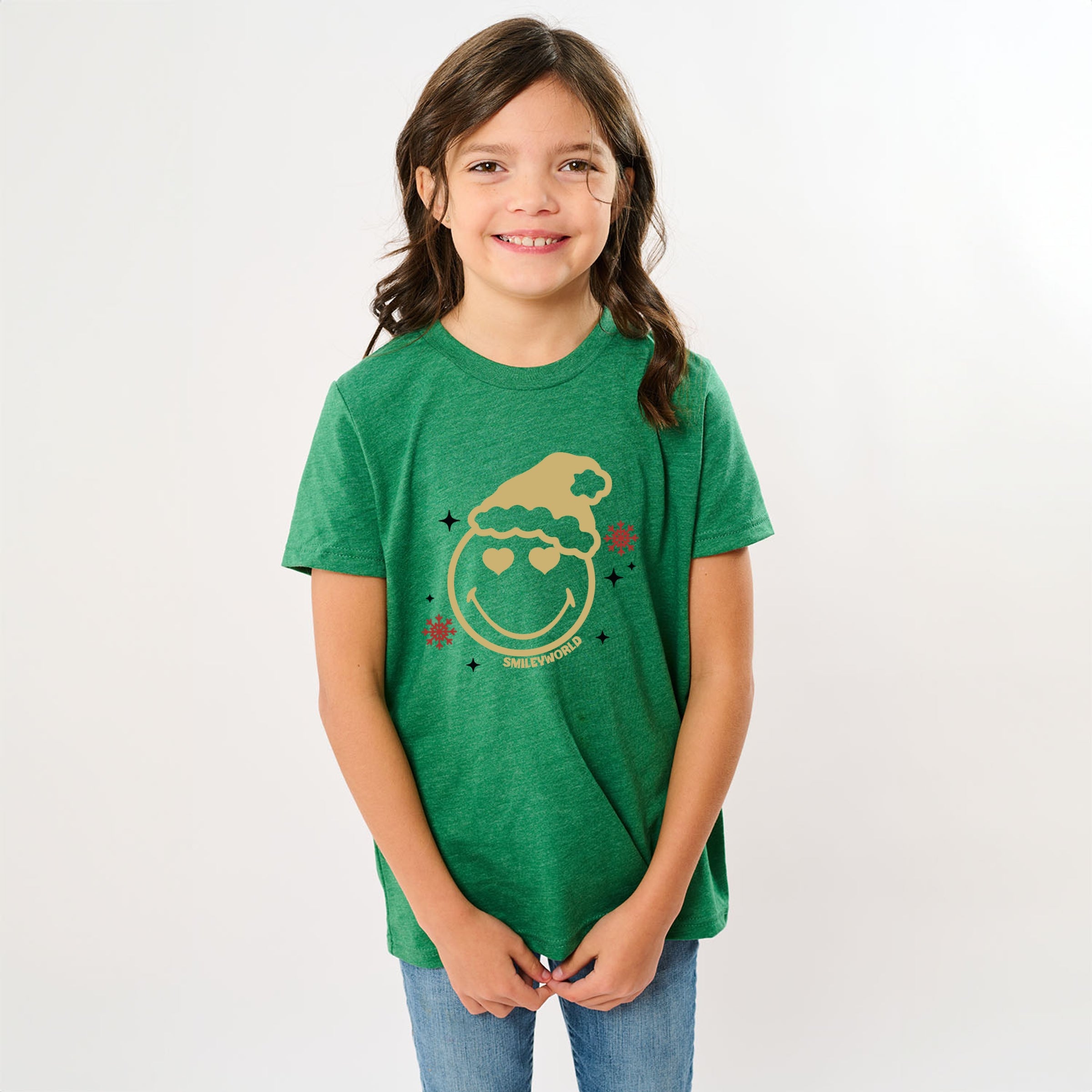 SmileyWorld Christmas Heart Eyes - Youth Short Sleeve Graphic T-Shirt