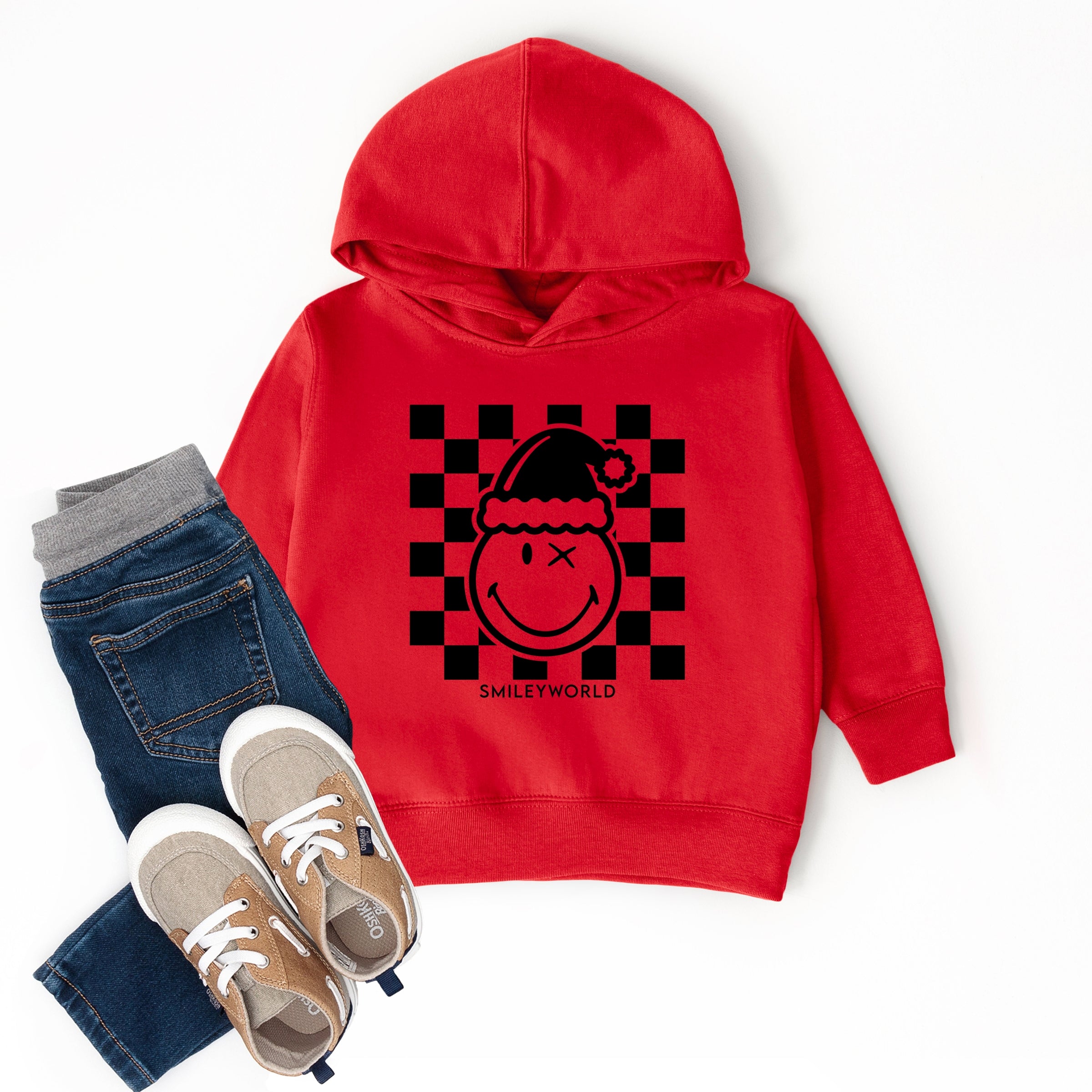 SmileyWorld Checkered Christmas Wink - Toddler Hoodie