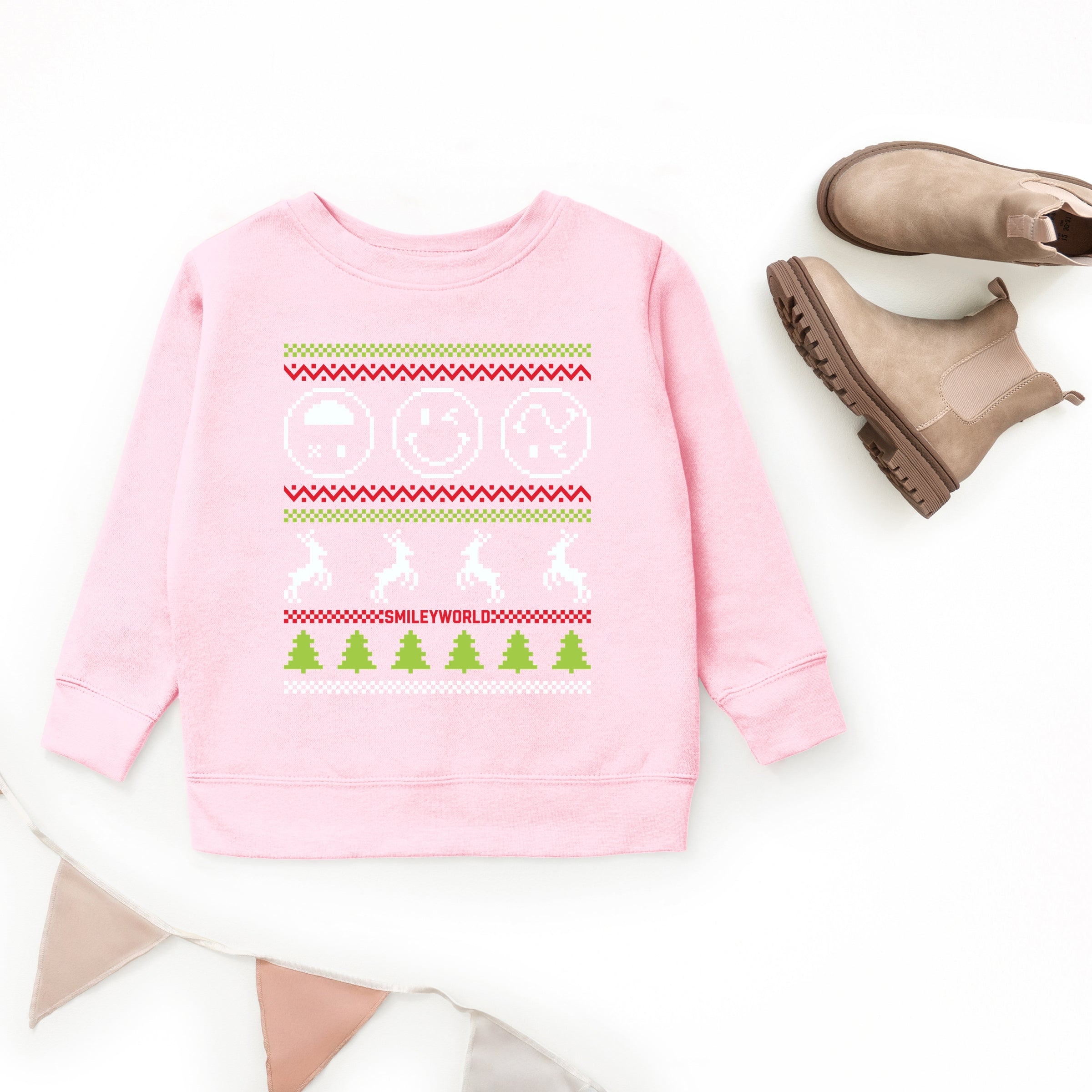 SmileyWorld Ugly Christmas Sweater Pixels - Youth Graphic Sweatshirt