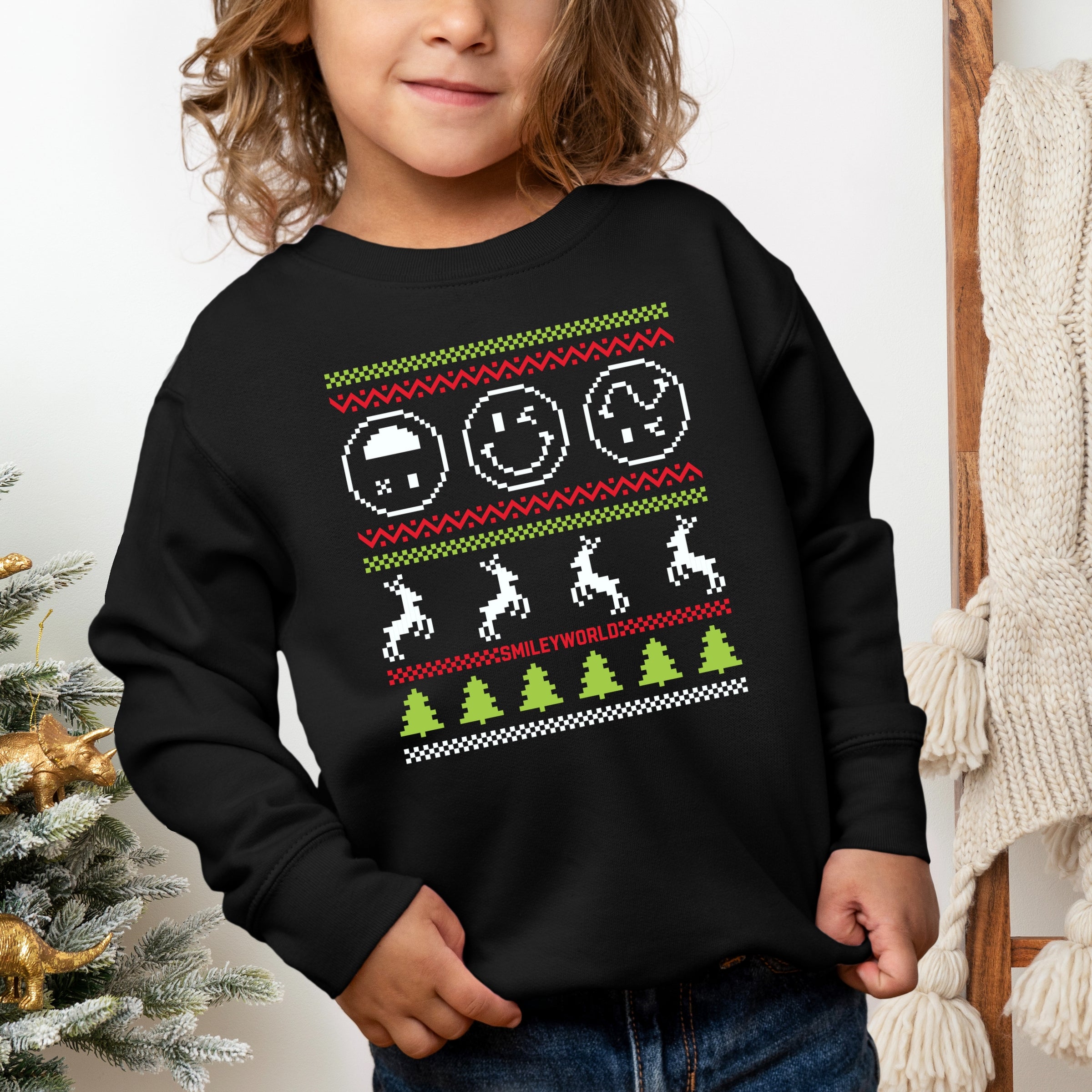 SmileyWorld Ugly Christmas Sweater Pixels - Toddler Graphic Sweatshirt