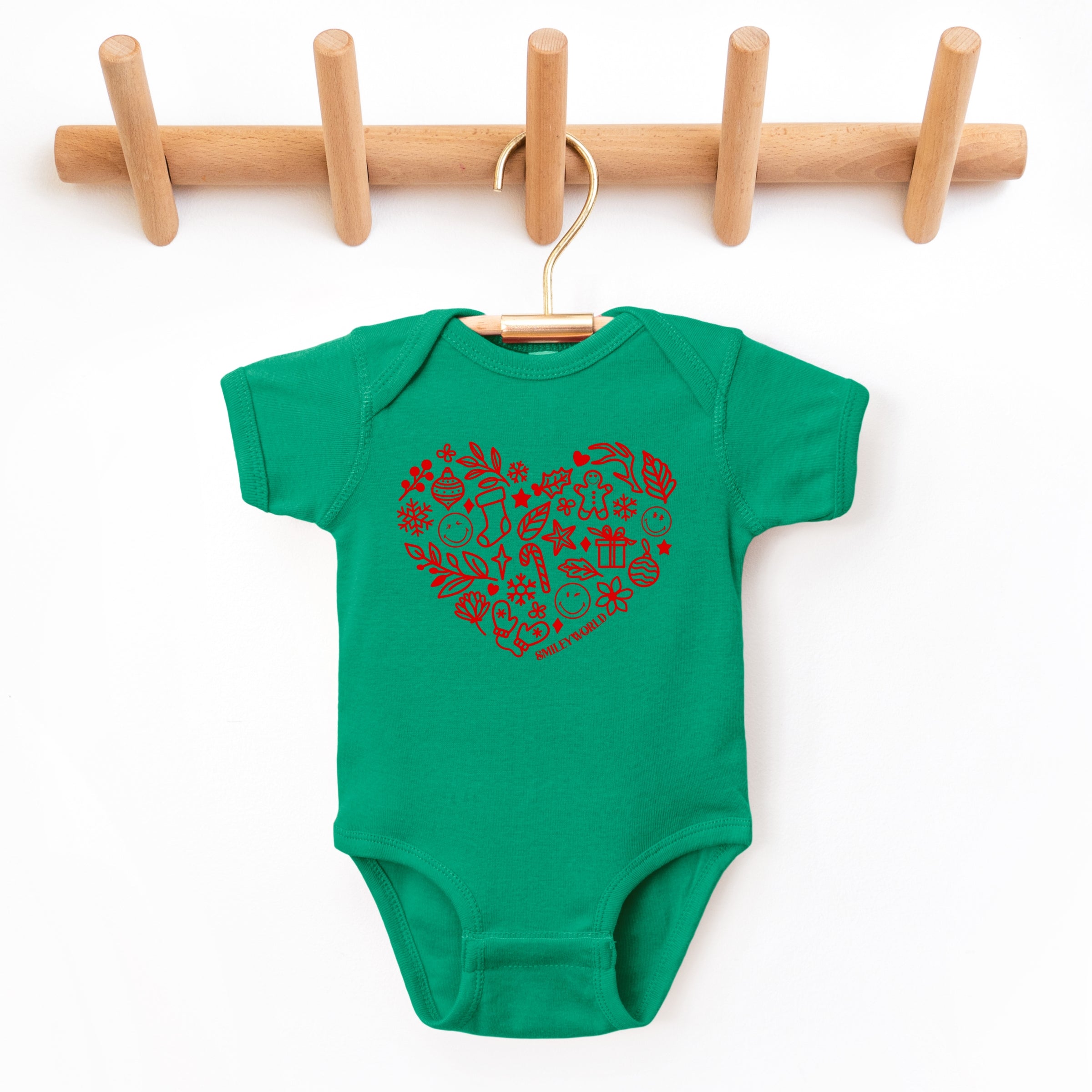SmileyWorld Christmas Outline Heart - Baby Short Sleeve Graphic Bodysuit