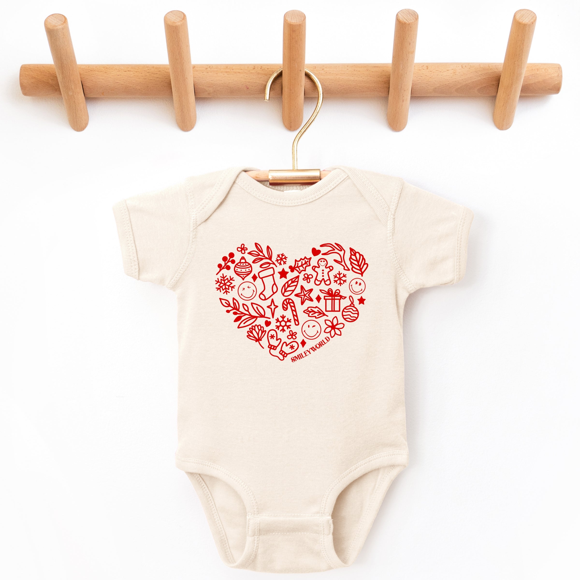 SmileyWorld Christmas Outline Heart - Baby Short Sleeve Graphic Bodysuit