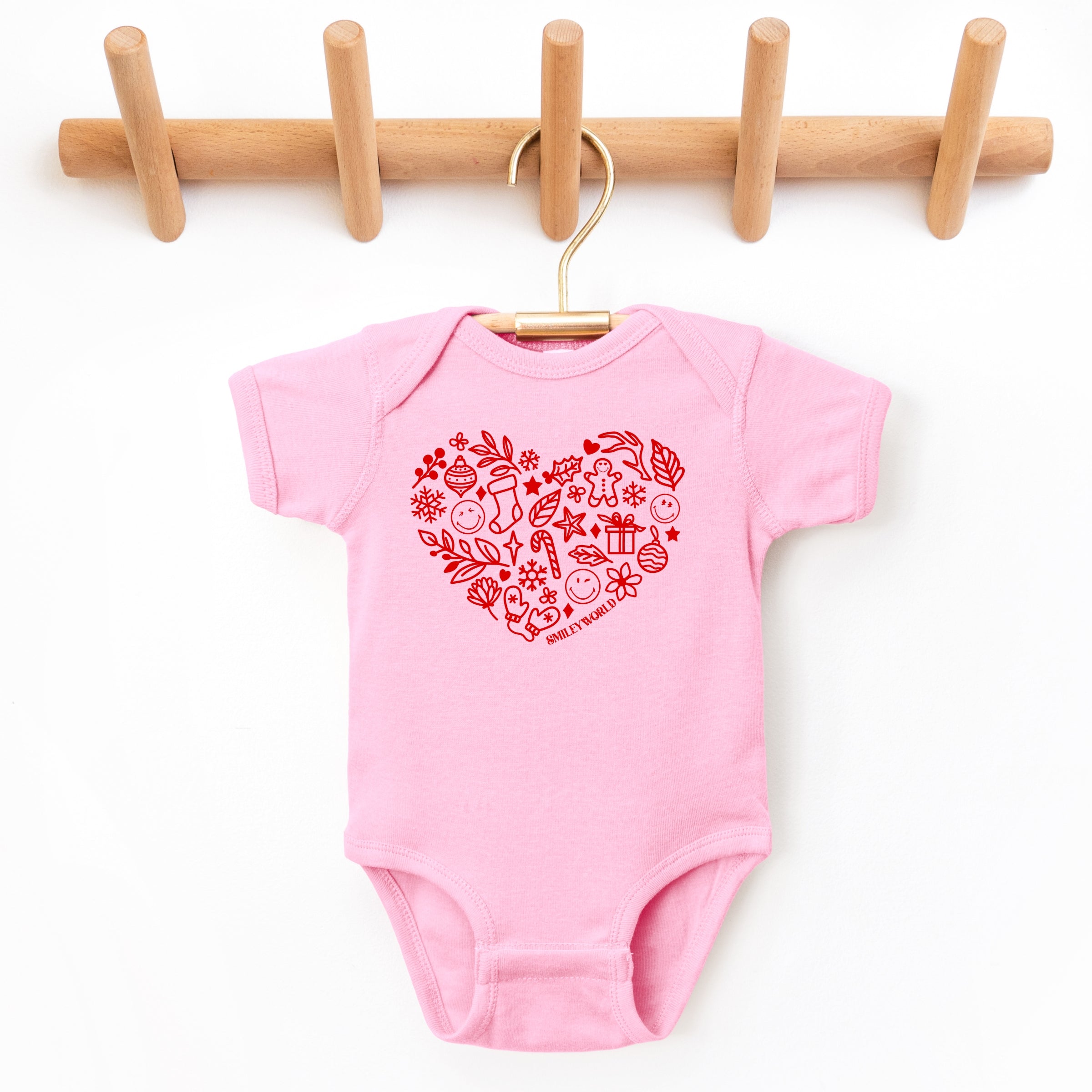 SmileyWorld Christmas Outline Heart - Baby Short Sleeve Graphic Bodysuit