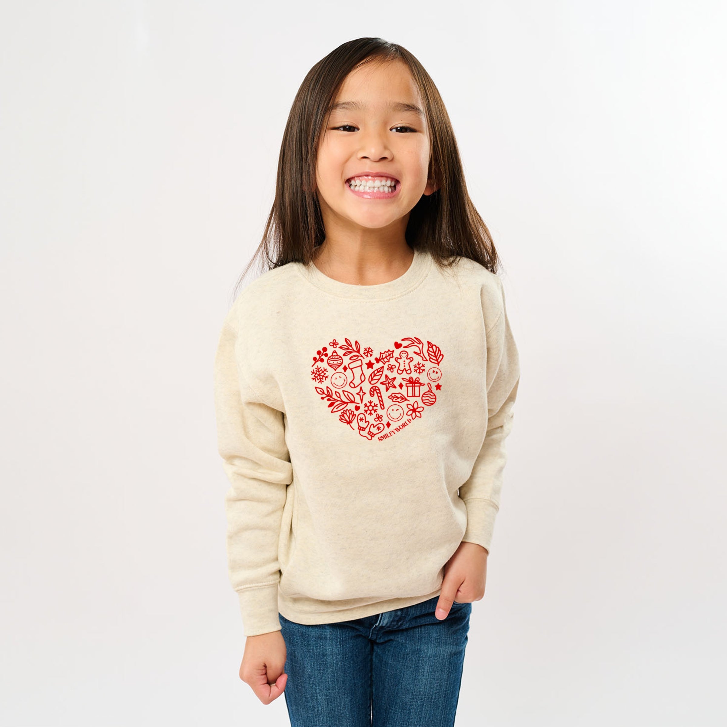 SmileyWorld Christmas Outline Heart - Youth Graphic Sweatshirt