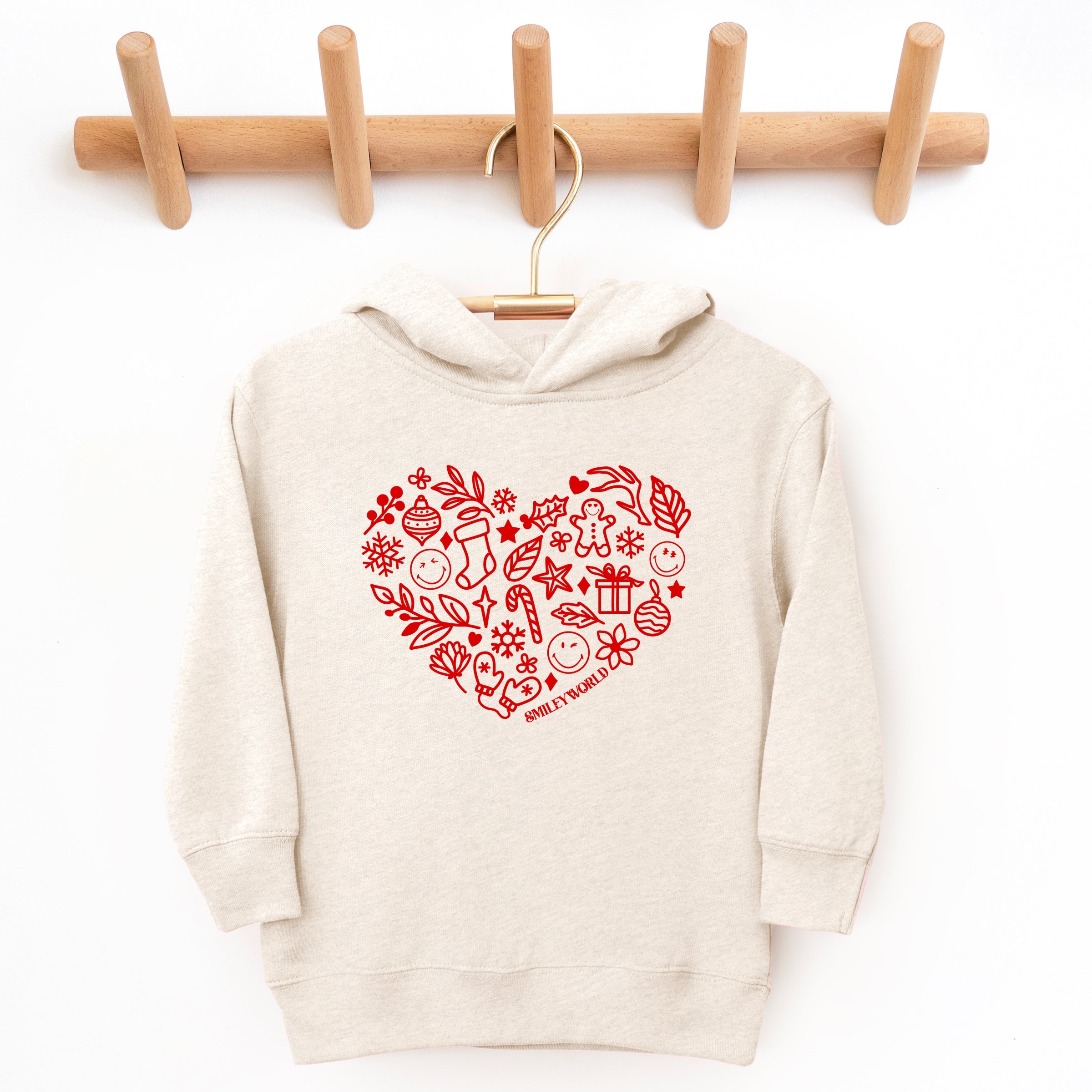 SmileyWorld Christmas Outline Heart - Toddler Hoodie