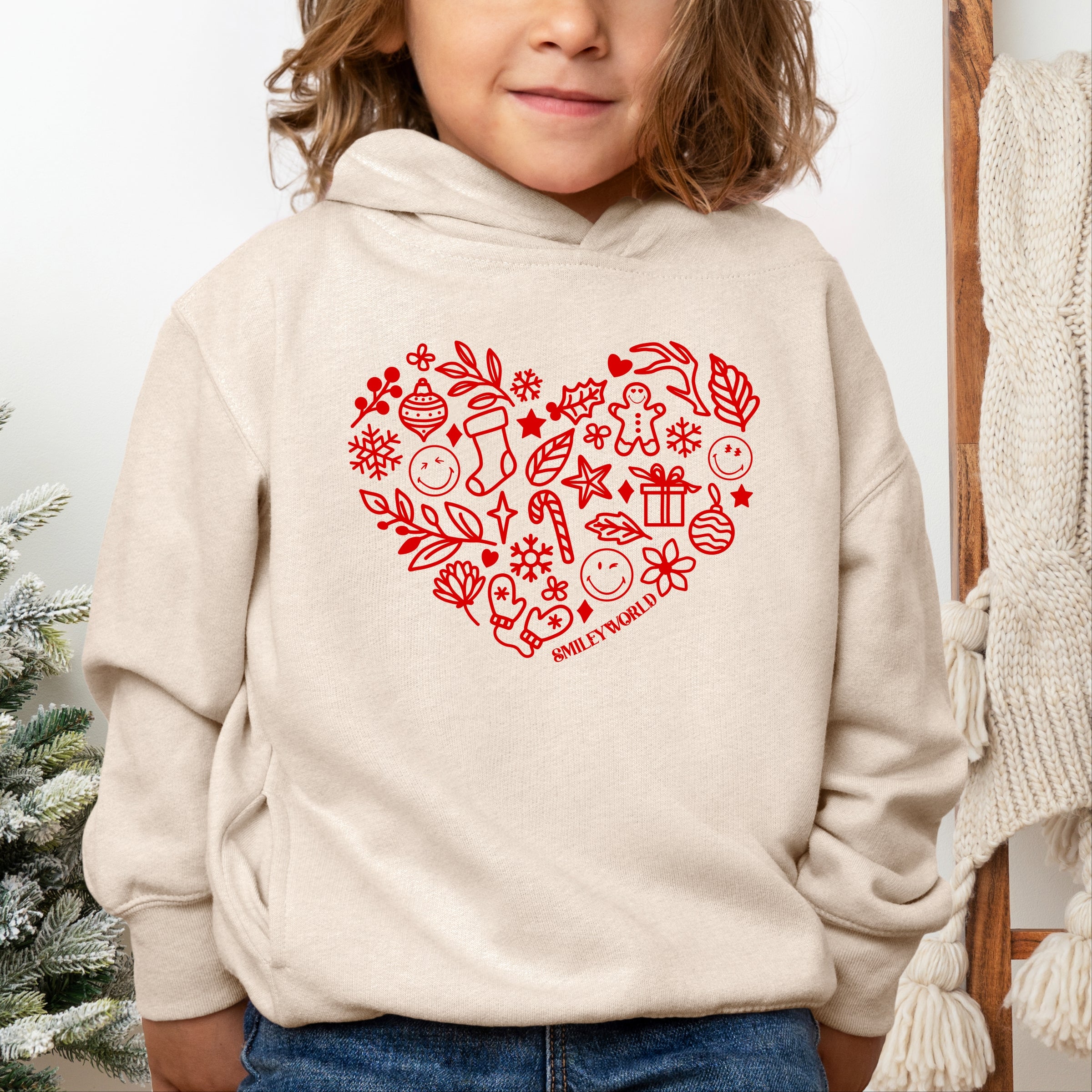 SmileyWorld Christmas Outline Heart - Toddler Hoodie