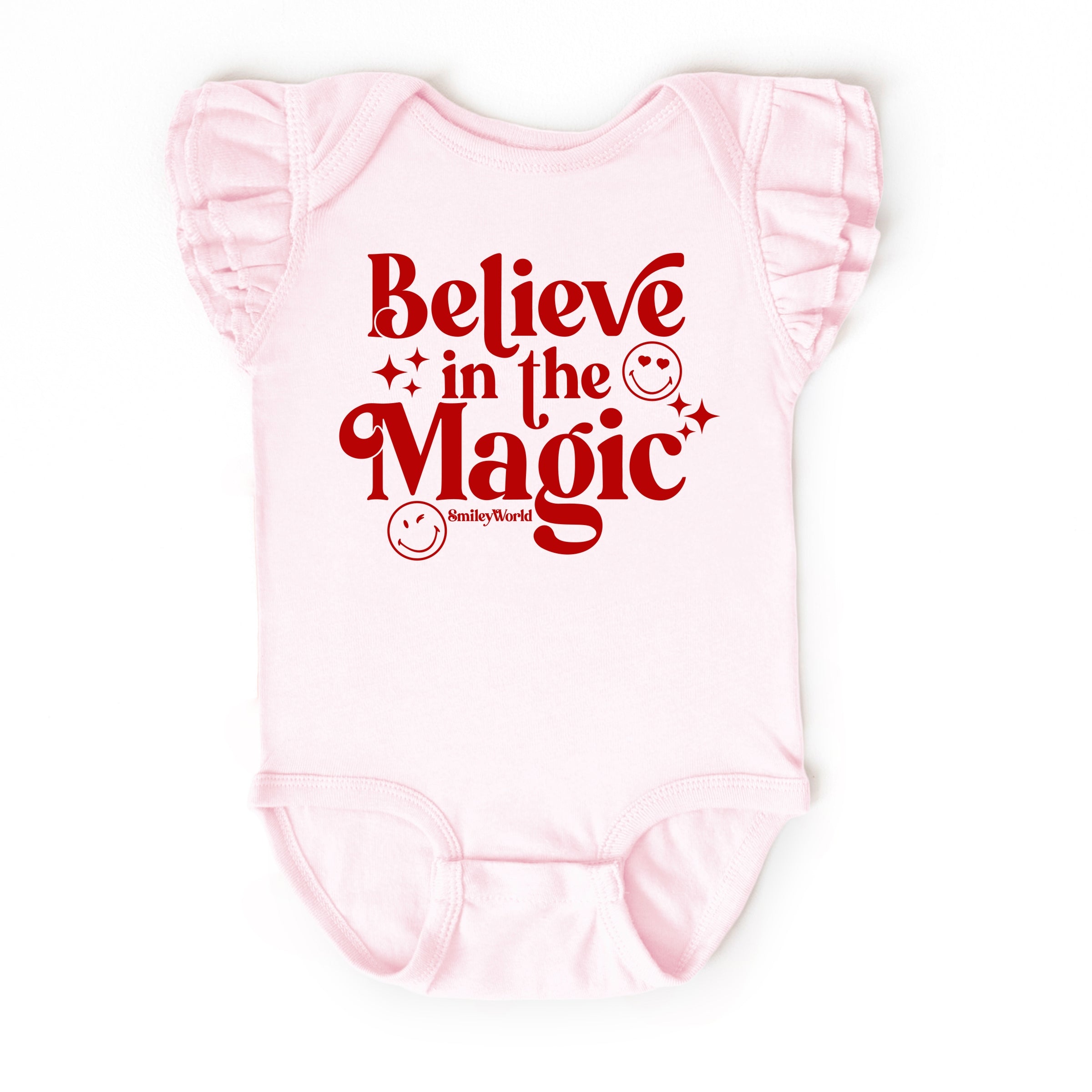 SmileyWorld Believe in Magic Sparkle - Baby Flutter Sleeve Bodysuit