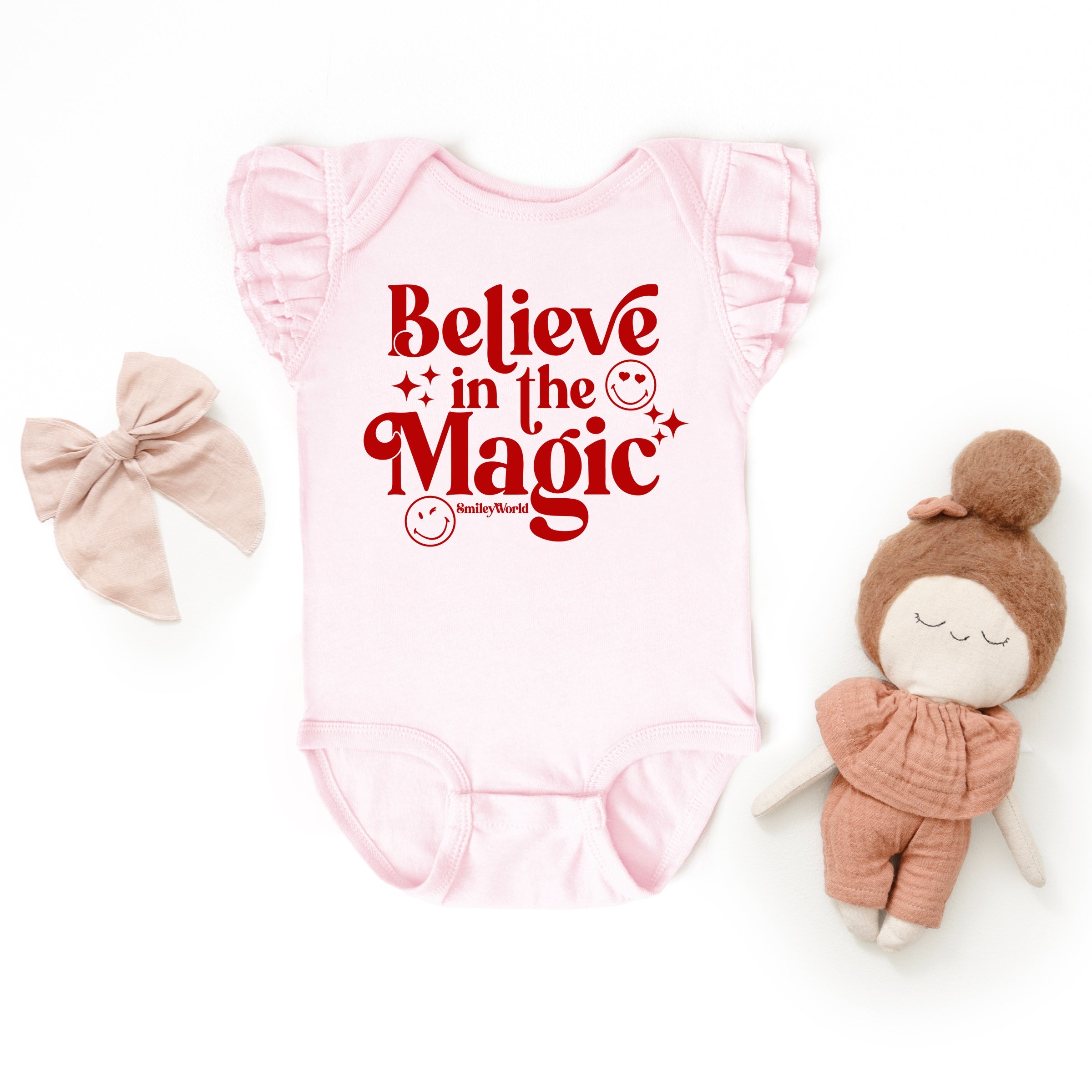 SmileyWorld Believe in Magic Sparkle - Baby Flutter Sleeve Bodysuit