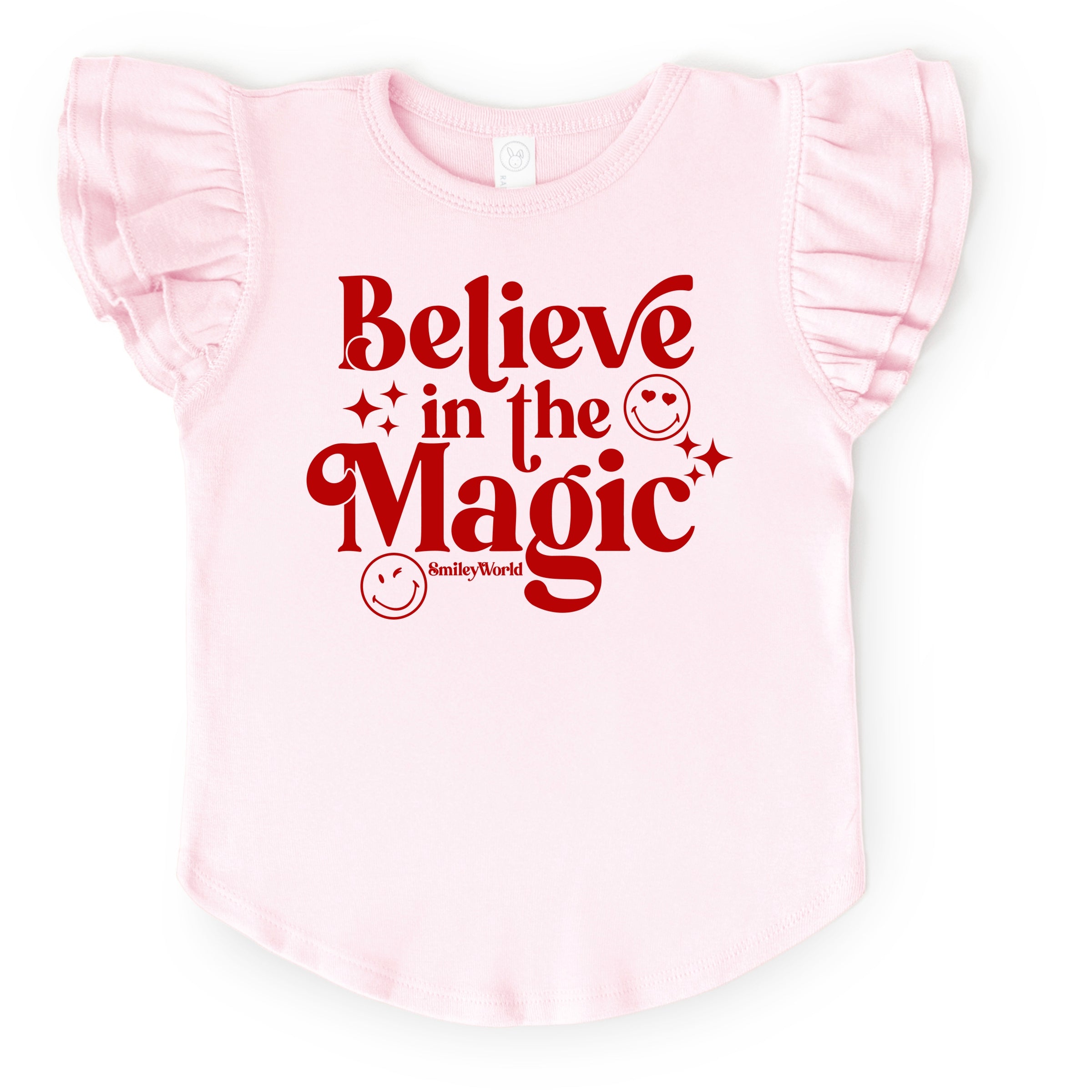 SmileyWorld Believe in Magic Sparkle - Flutter Sleeve Graphic T-Shirt