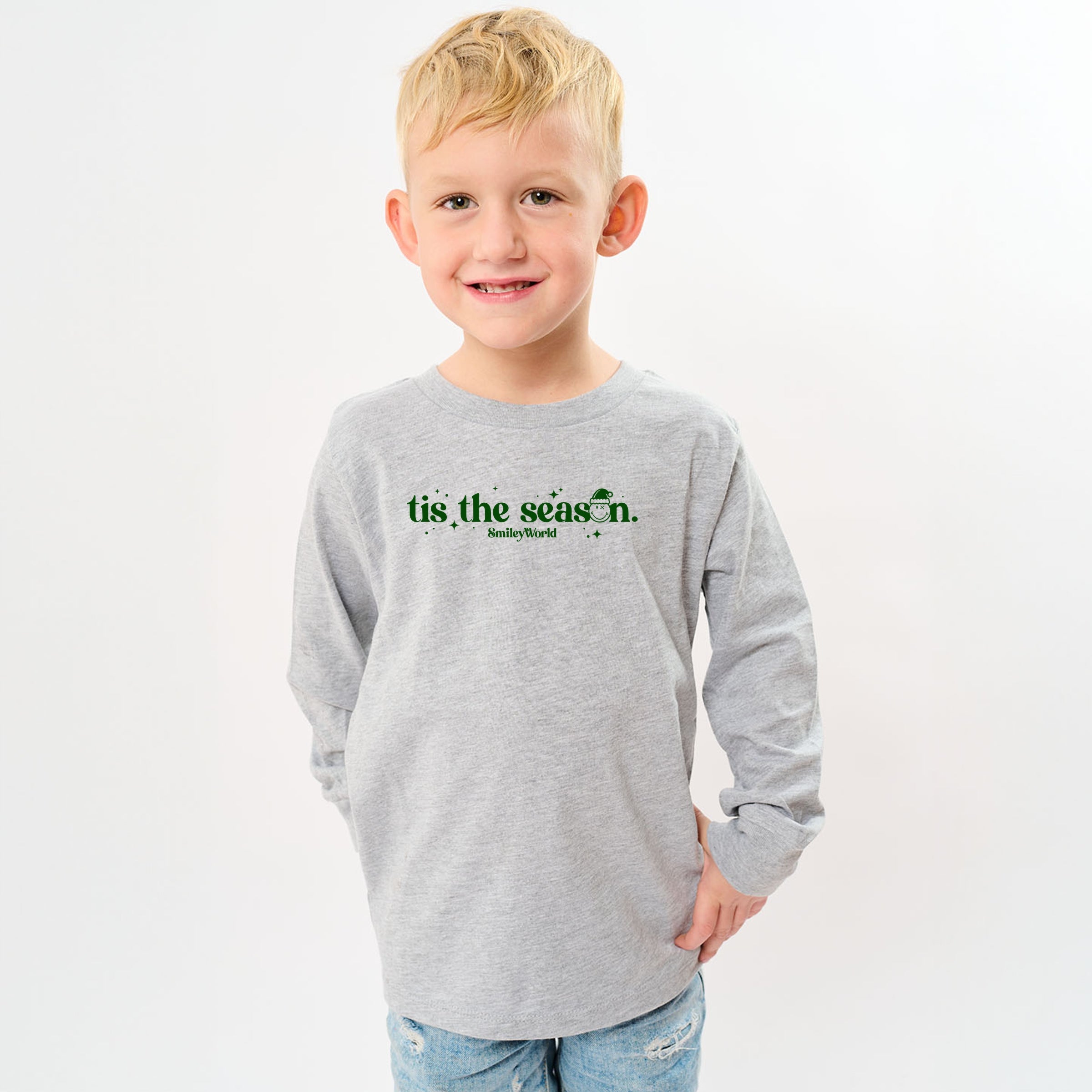 SmileyWorld Tis The Season Sparkle - Youth Long Sleeve Graphic T-Shirt