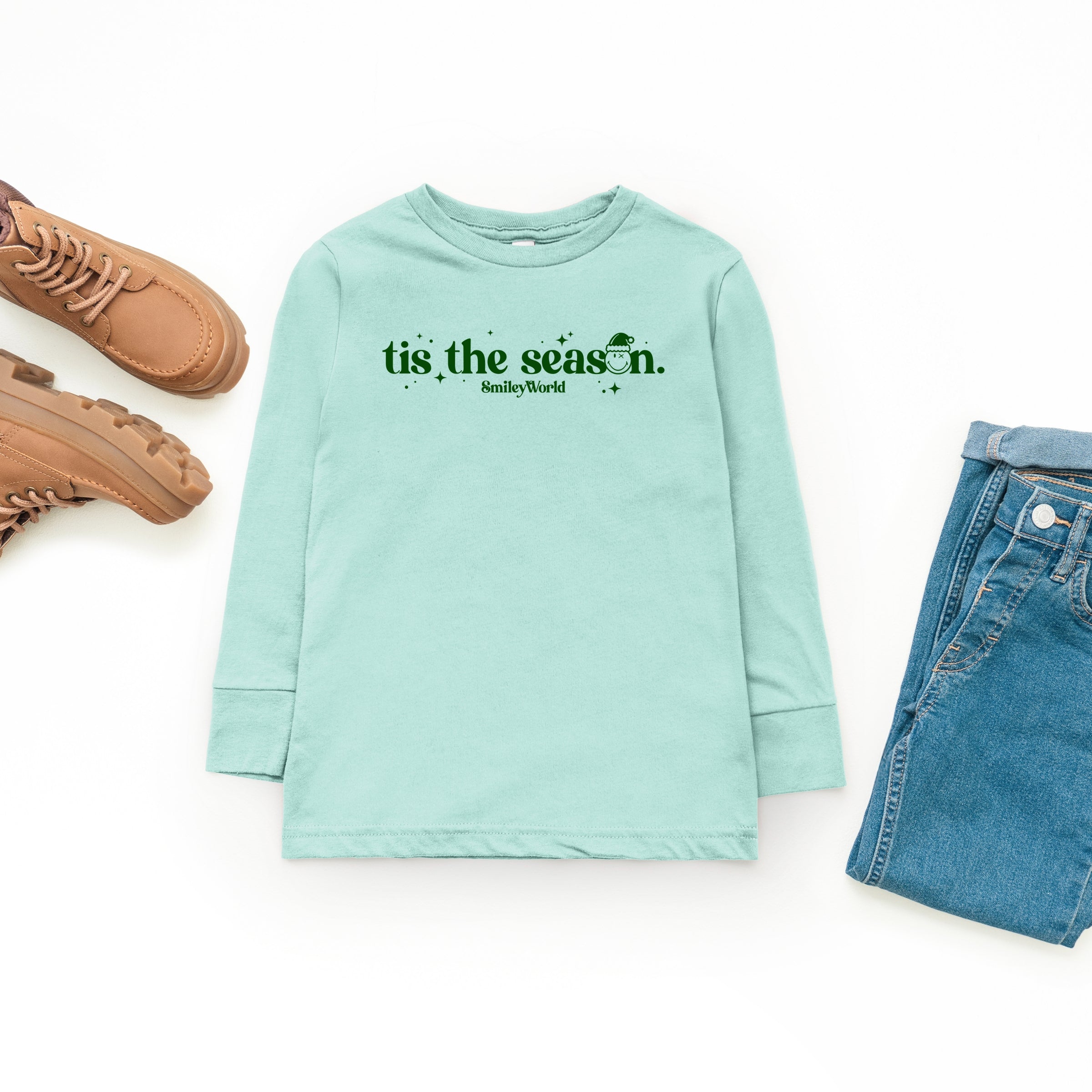 SmileyWorld Tis The Season Sparkle - Youth Long Sleeve Graphic T-Shirt