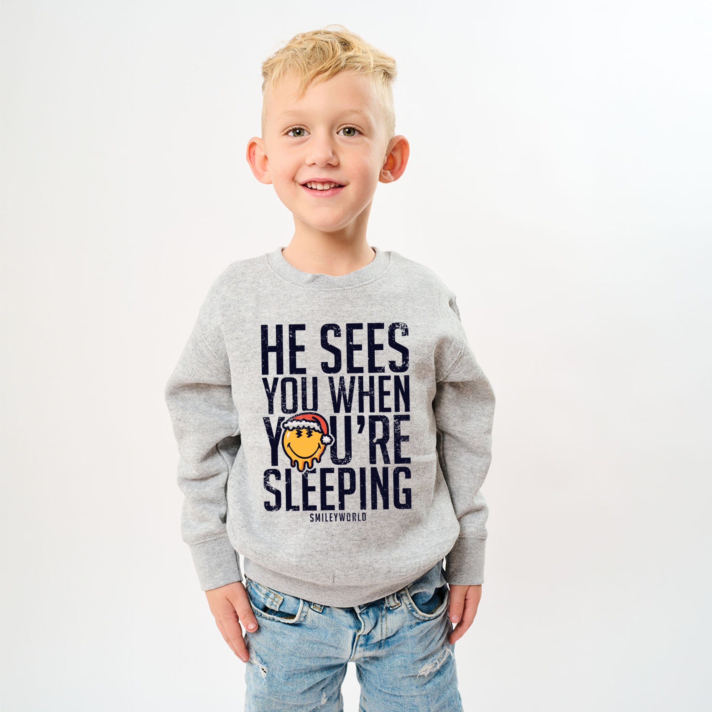 SmileyWorld He Sees You When You're Sleeping - Youth Graphic Sweatshirt