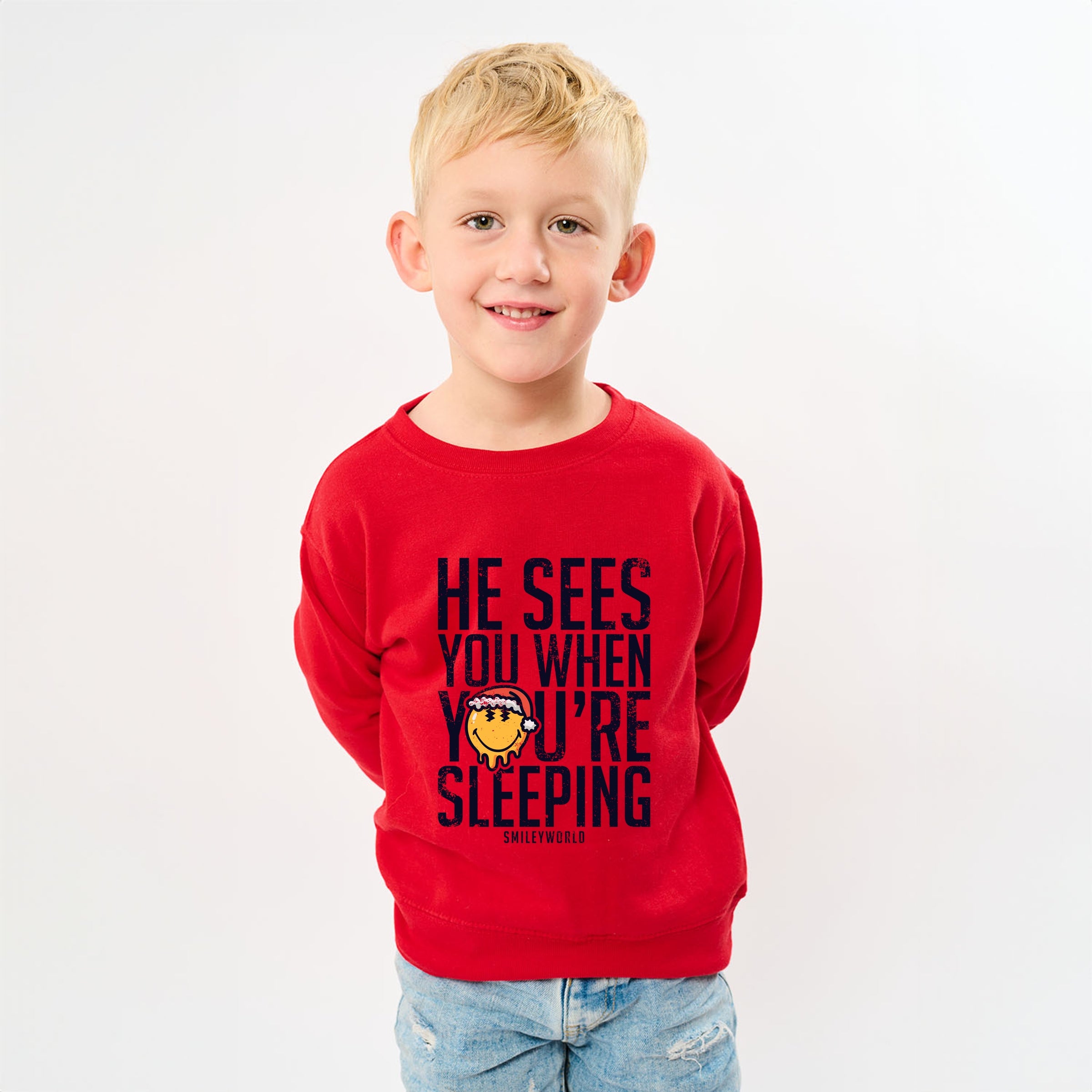 SmileyWorld He Sees You When You're Sleeping - Youth Graphic Sweatshirt