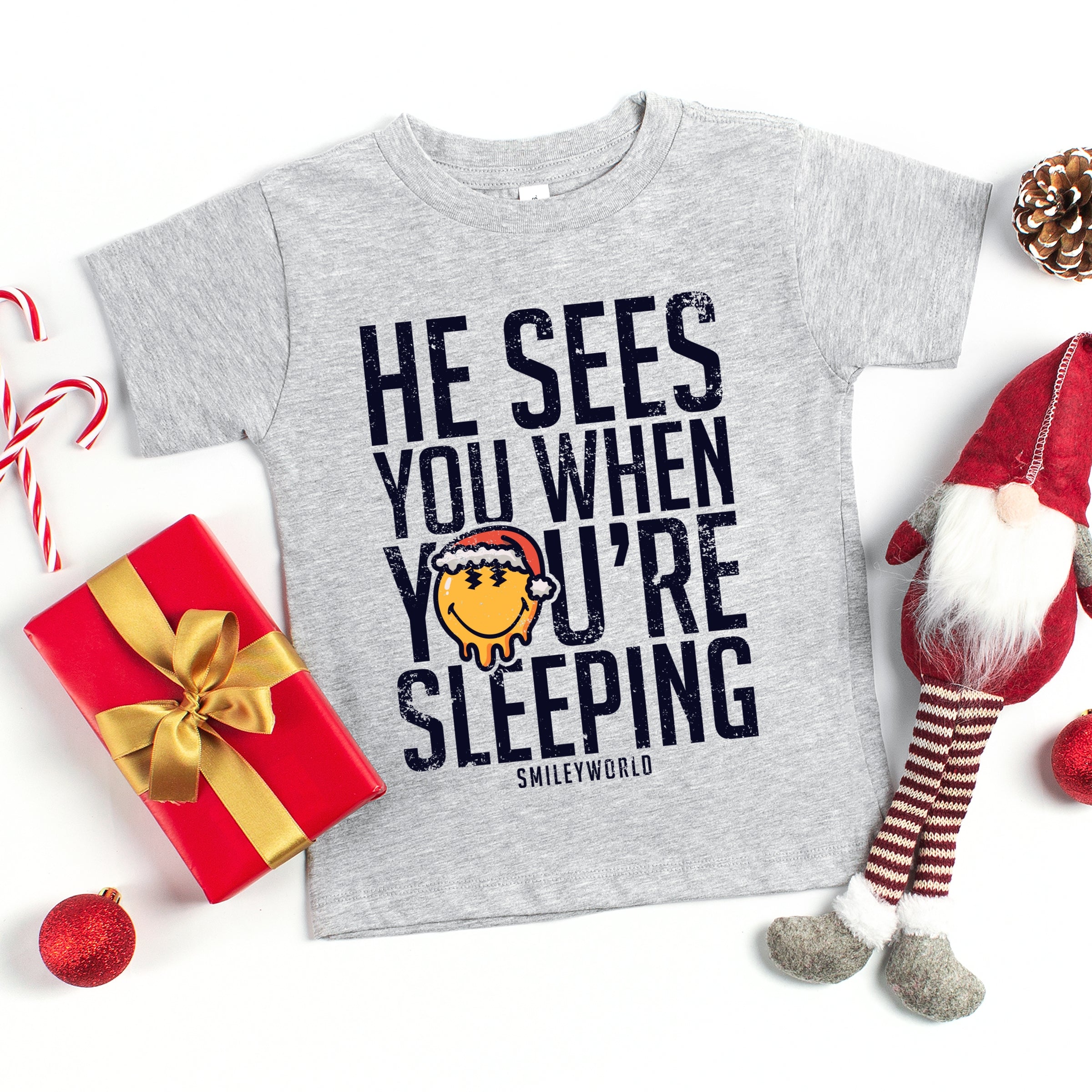 SmileyWorld He Sees You When You're Sleeping - Toddler Short Sleeve Graphic T-Shirt