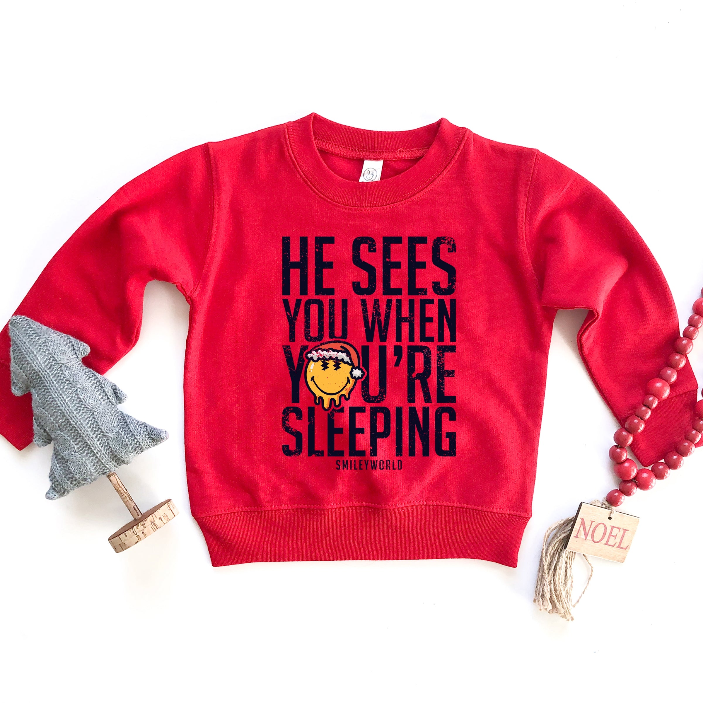 SmileyWorld He Sees You When You're Sleeping - Toddler Graphic Sweatshirt