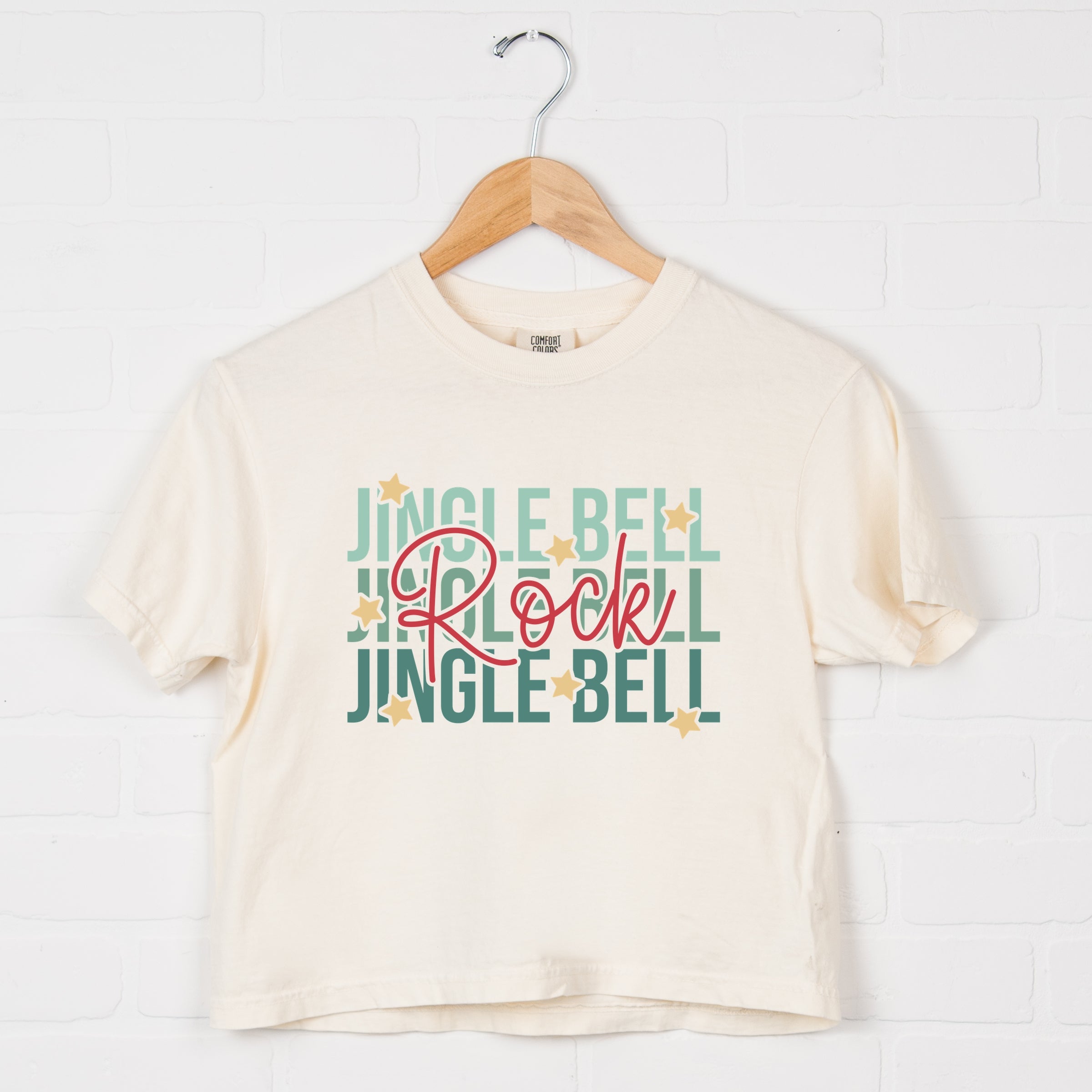 Jingle Bell Rock Stacked Stars - Womens Boxy Crop Top