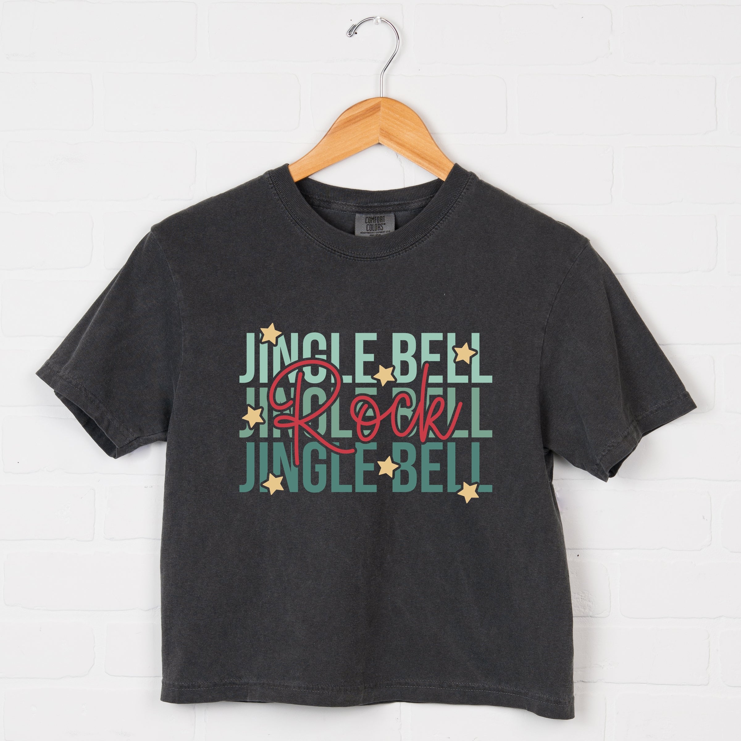 Jingle Bell Rock Stacked Stars - Womens Boxy Crop Top