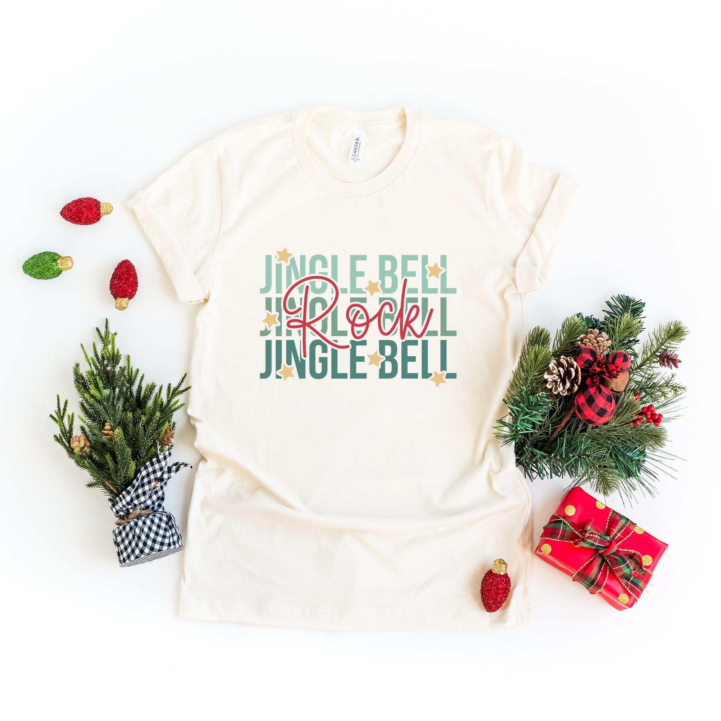Jingle Bell Rock Stacked Stars - Womens Short Sleeve Tee