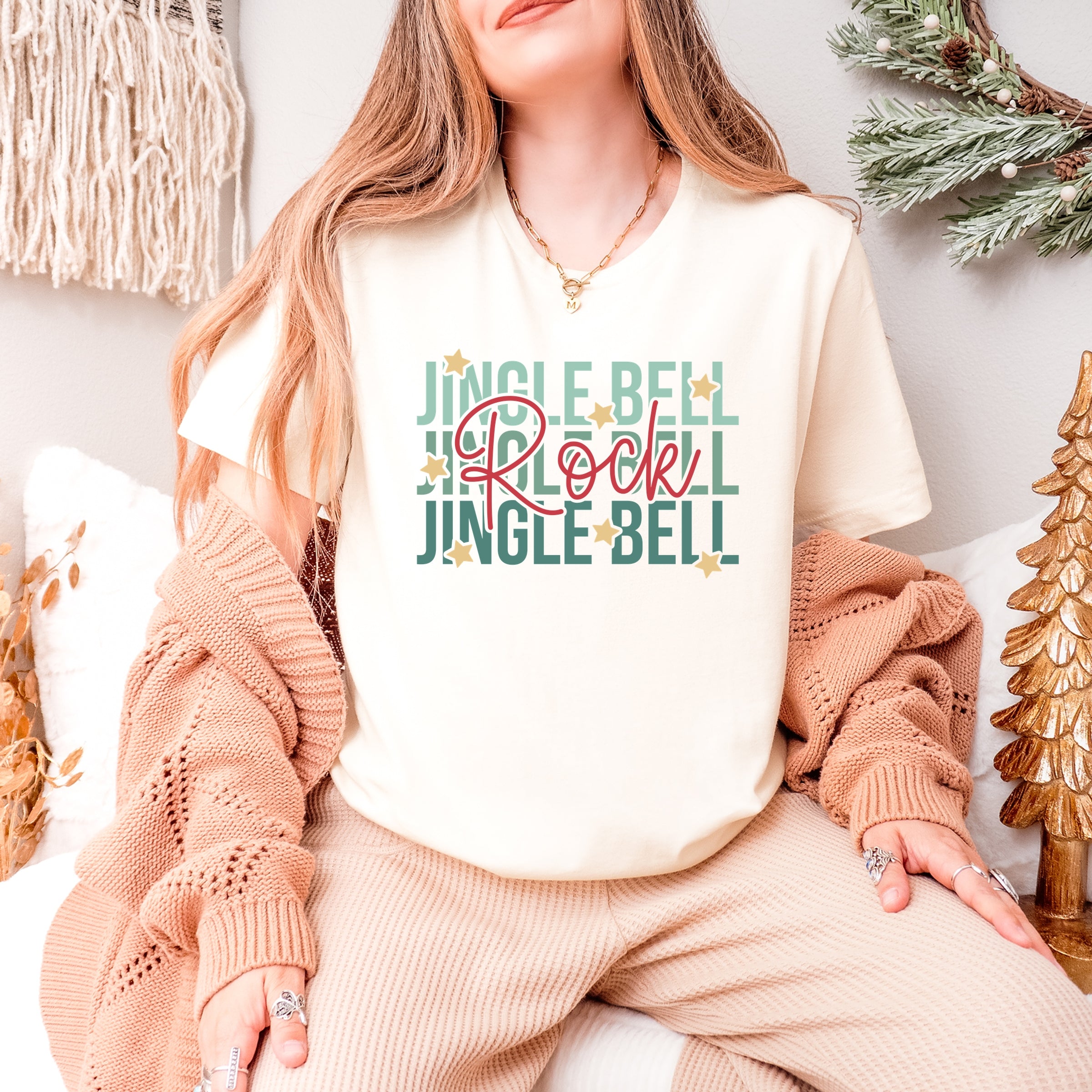 Jingle Bell Rock Stacked Stars - Womens Short Sleeve Tee