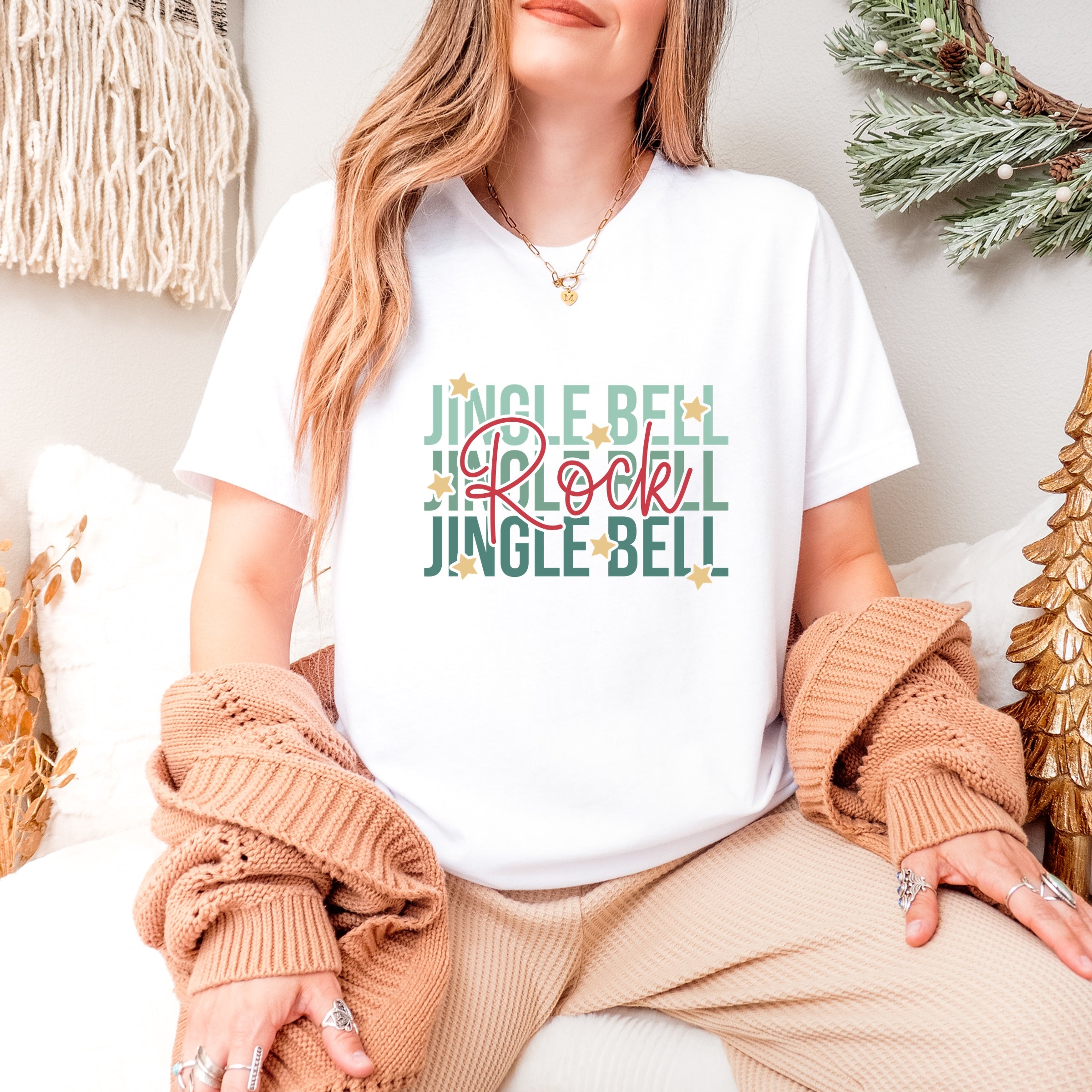Jingle Bell Rock Stacked Stars - Womens Short Sleeve Tee