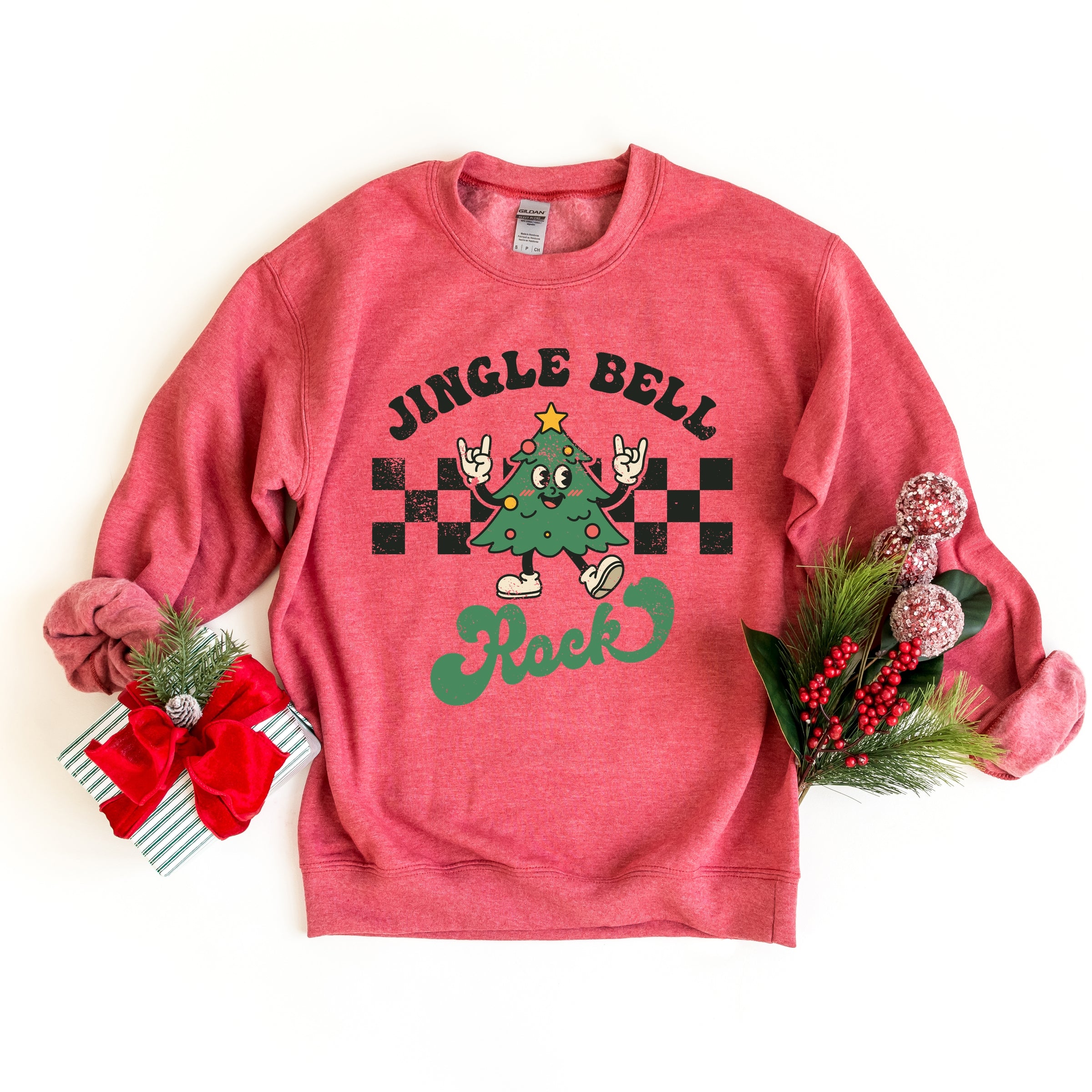 Jingle Bell Rock Checkered Tree - Womens Sweatshirt