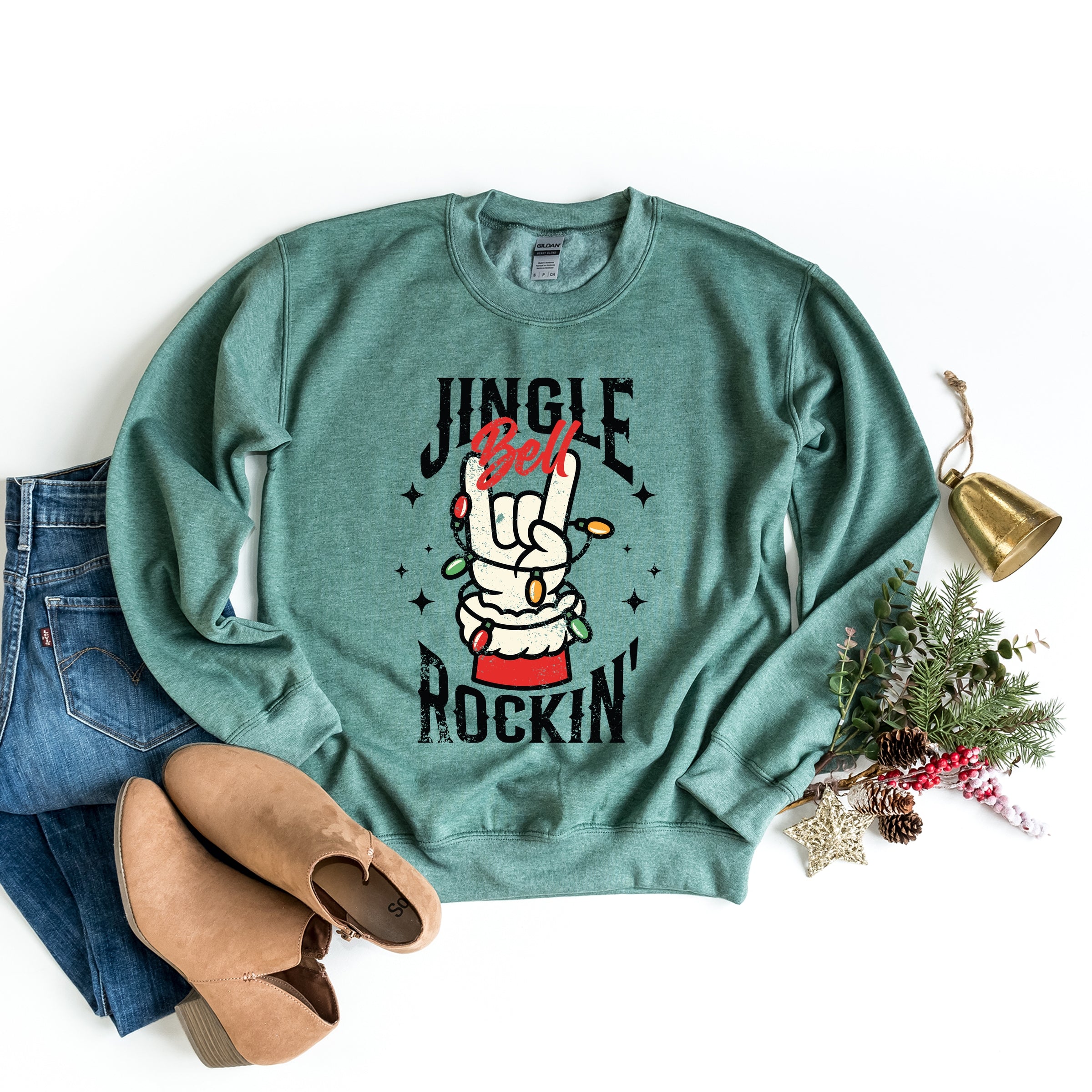 Jingle Bell Rockin' Santa Glove - Womens Sweatshirt