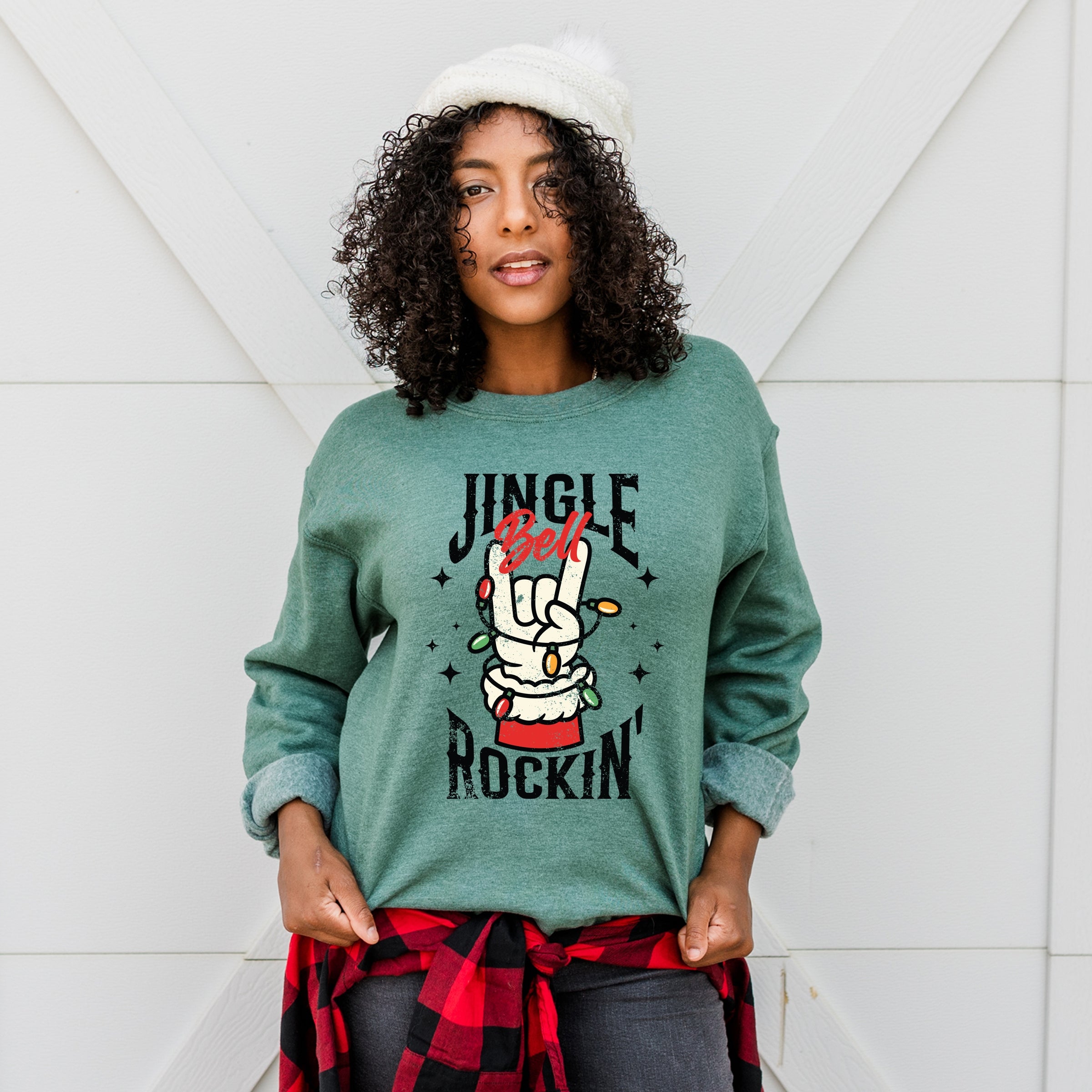 Jingle Bell Rockin' Santa Glove - Womens Sweatshirt