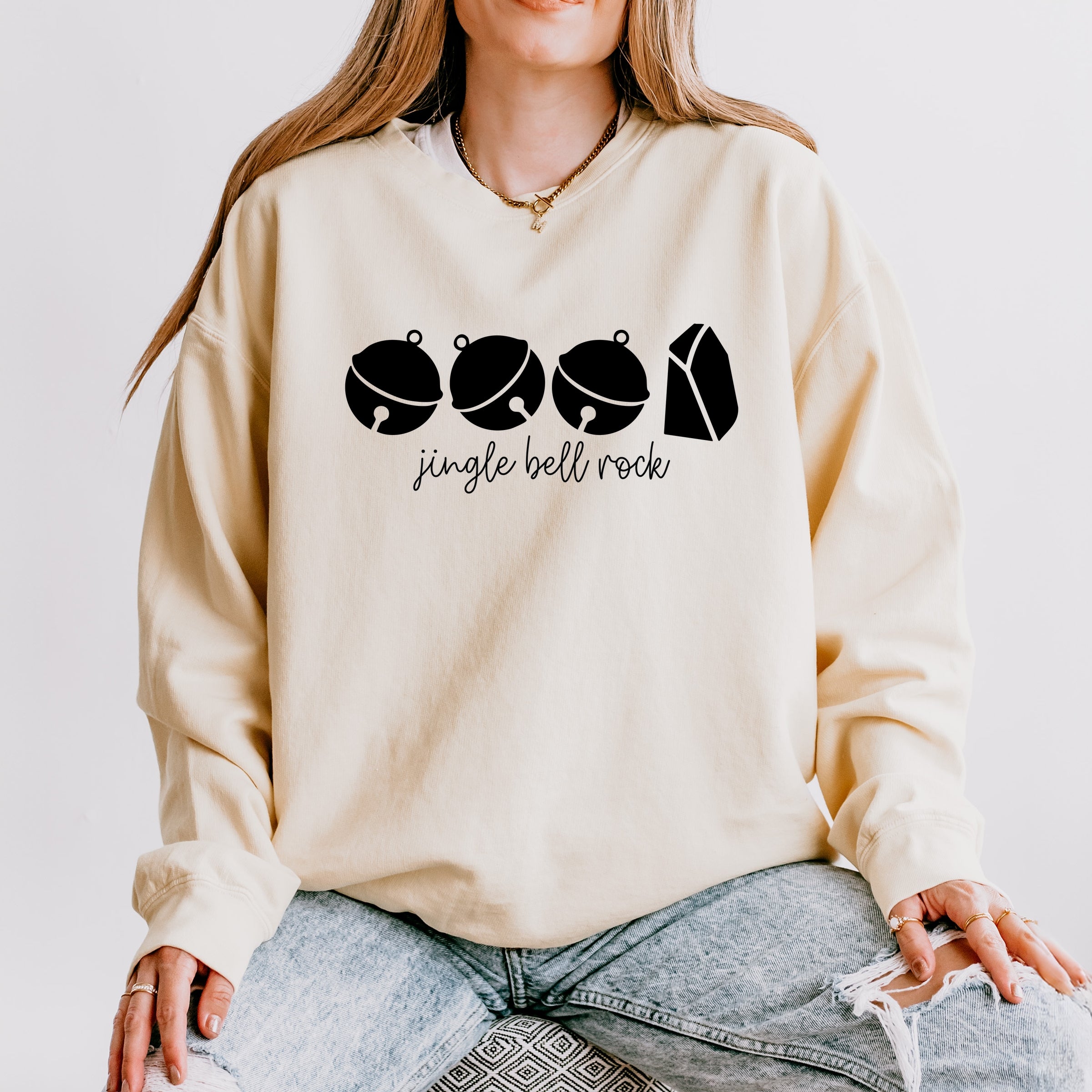 Jingle Bell Rock Icons - Womens Lightweight Garment Dyed Sweatshirt