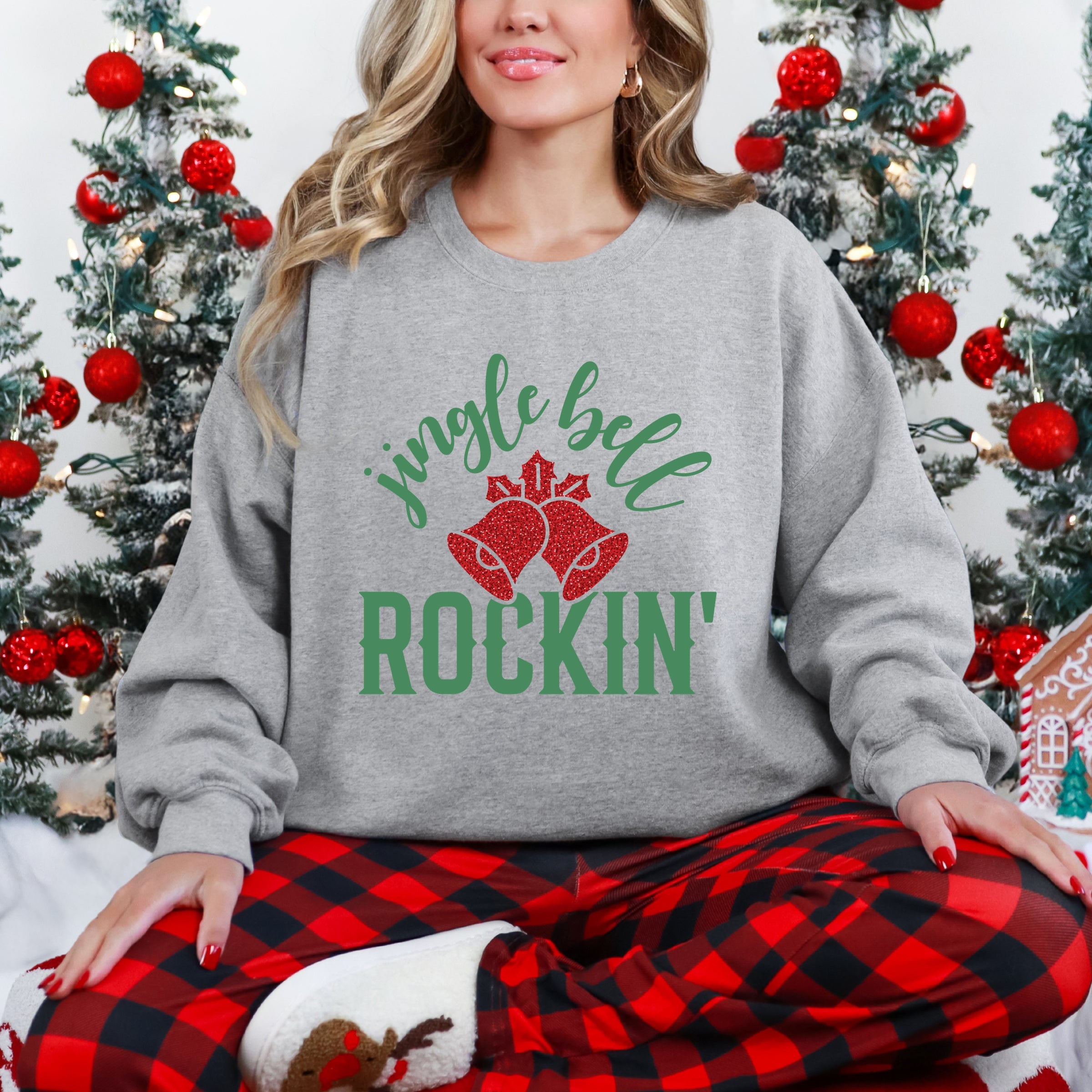 Jingle Bell Rockin' Bell Glitter - Womens Sweatshirt